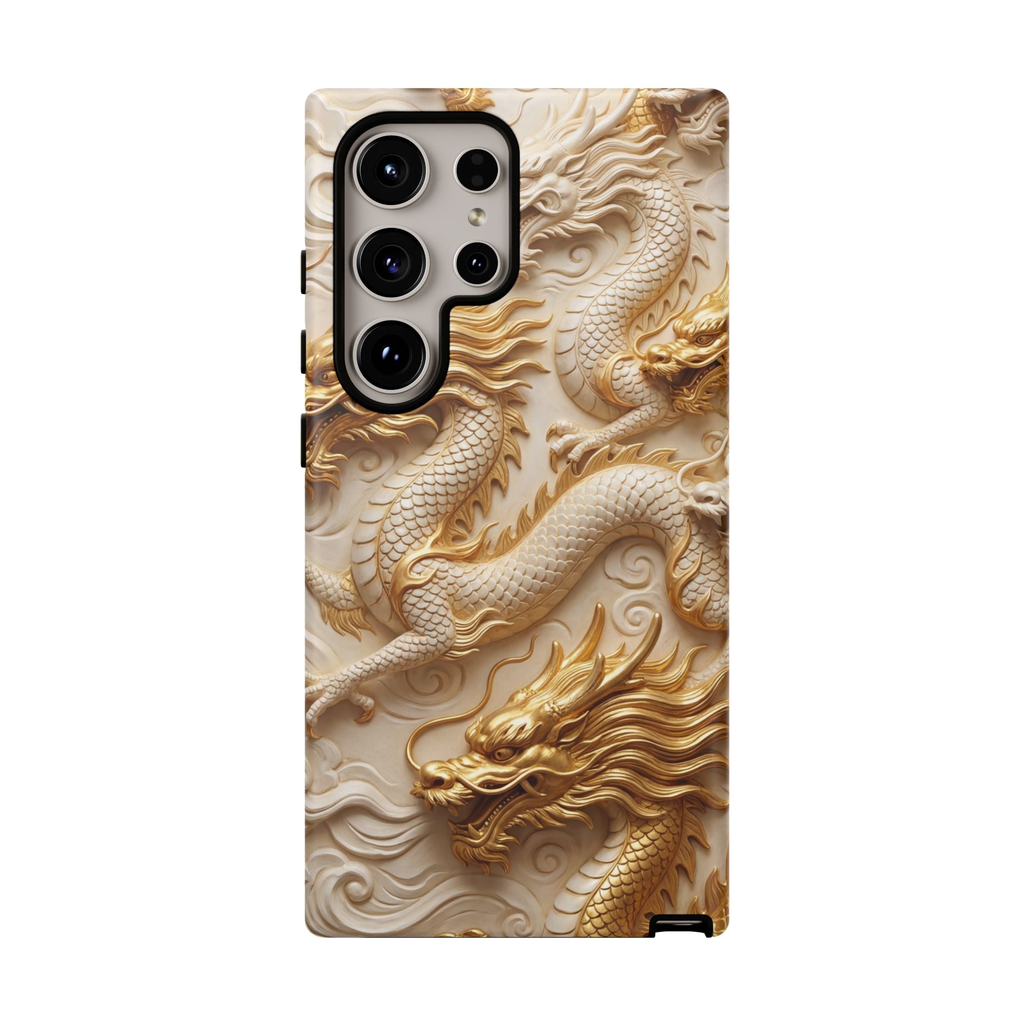 Dragon Relief Samsung Galaxy Case — Gold Carved Dragon Protective Cover