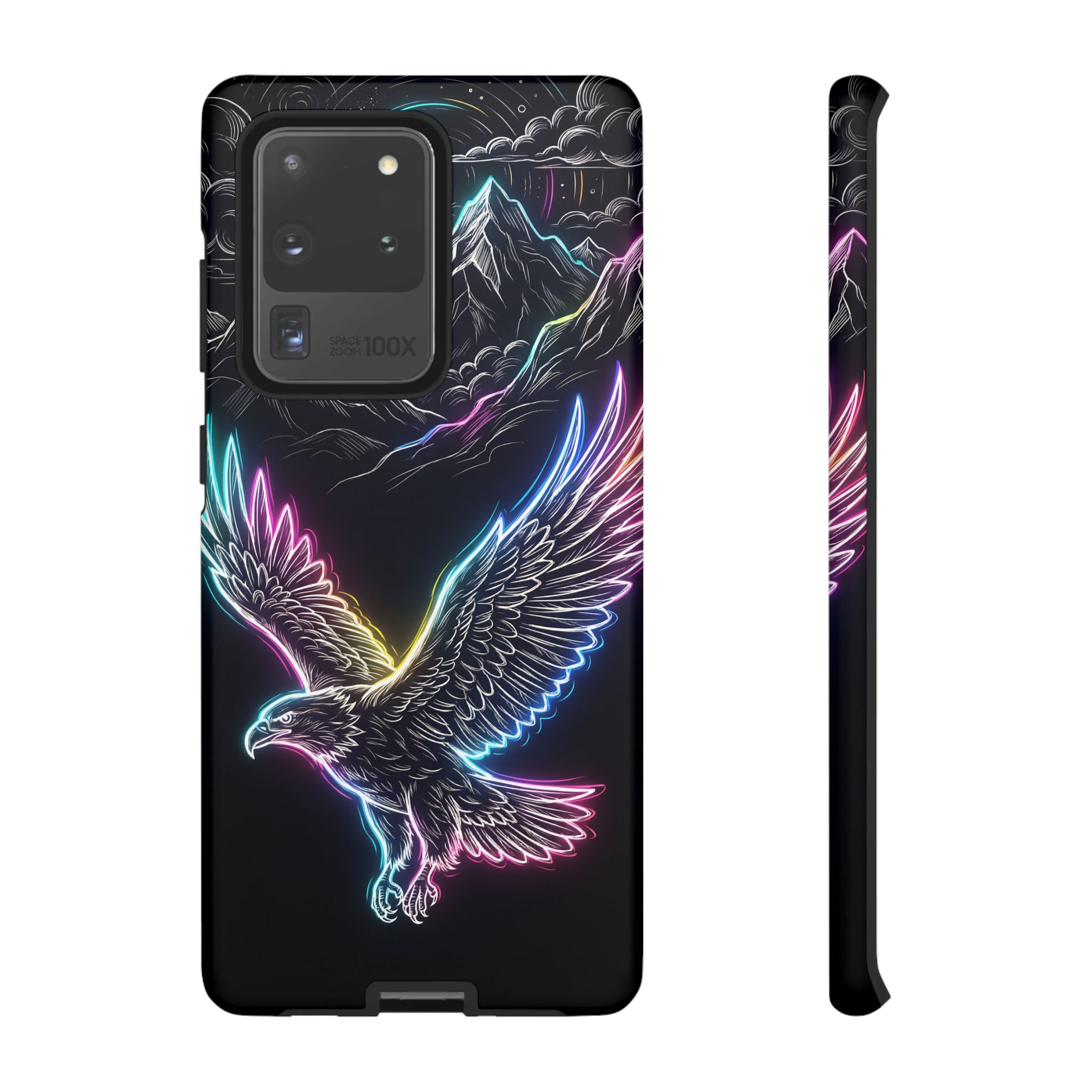 Neon Eagle Samsung Galaxy Phone Case with Mountain Design