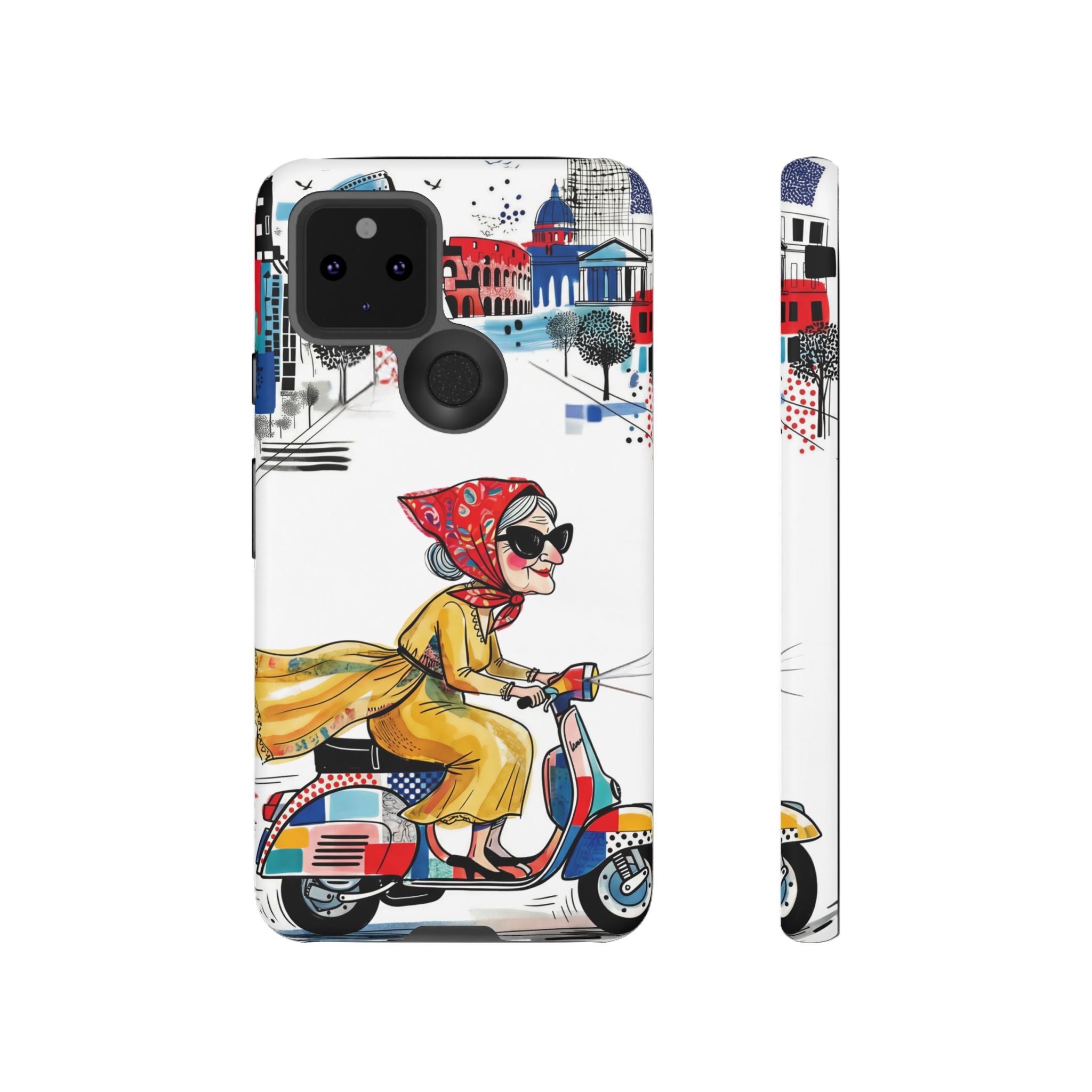 Vintage Vespa Granny Google Pixel Phone Case | Retro Scooter Travel iPhone Cover