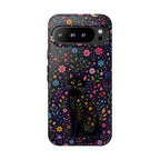 Celestial Black Cat Google Pixel Phone Case | Whimsigoth Floral