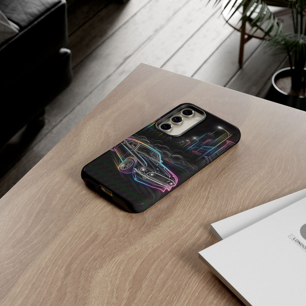Neon Muscle Car Samsung Galaxy Phone Case | Retro City Nightscape