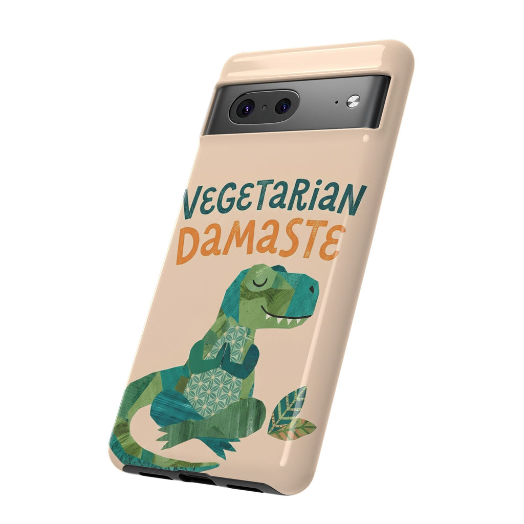 Cute Dinosaur Tough Google Pixel Phone Case | Whimsical Meditating Dino Cover