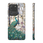Custodia per Samsung Galaxy con motivo in vetro colorato con pavone