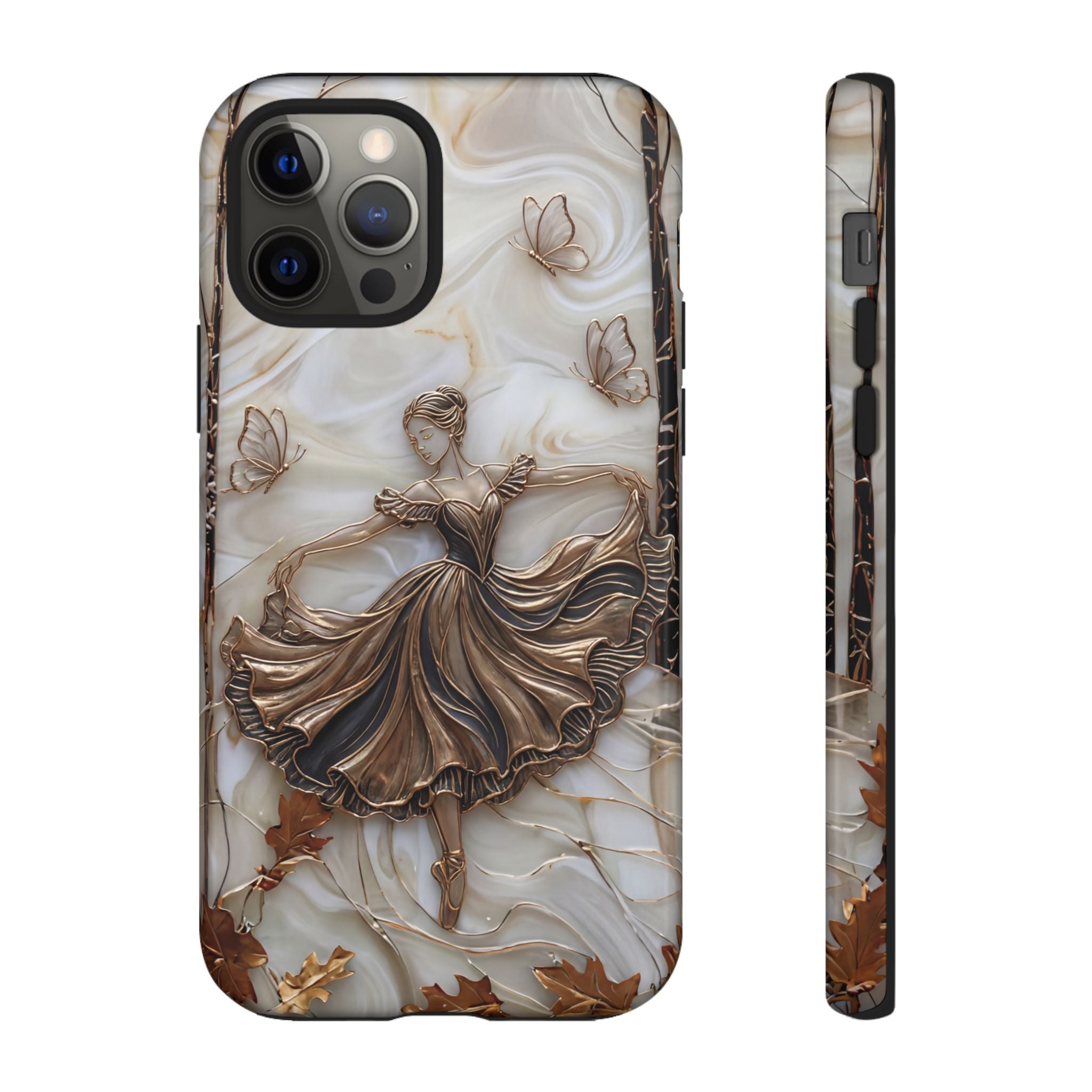 Elegant Bronze Ballerina Dance Design iPhone Case
