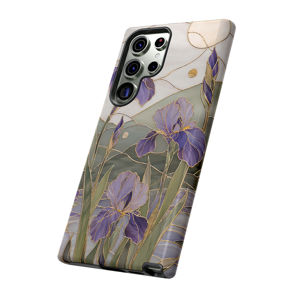 Stained Glass Iris Samsung Galaxy Phone Case | Purple Floral Phone Case