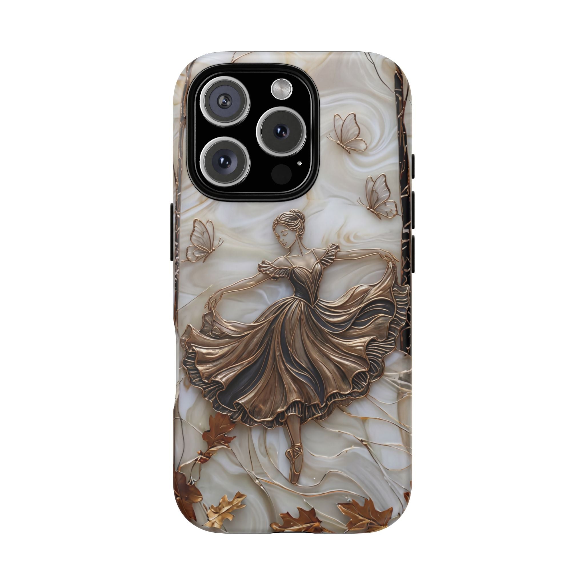 Elegant Bronze Ballerina Dance Design iPhone Case