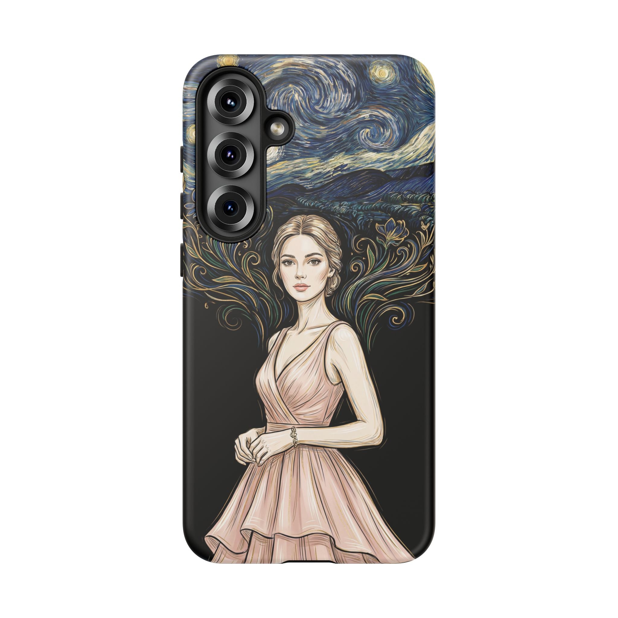 Art Nouveau Starry Night Samsung Galaxy Phone Case | Elegant Woman Illustration Tough Case