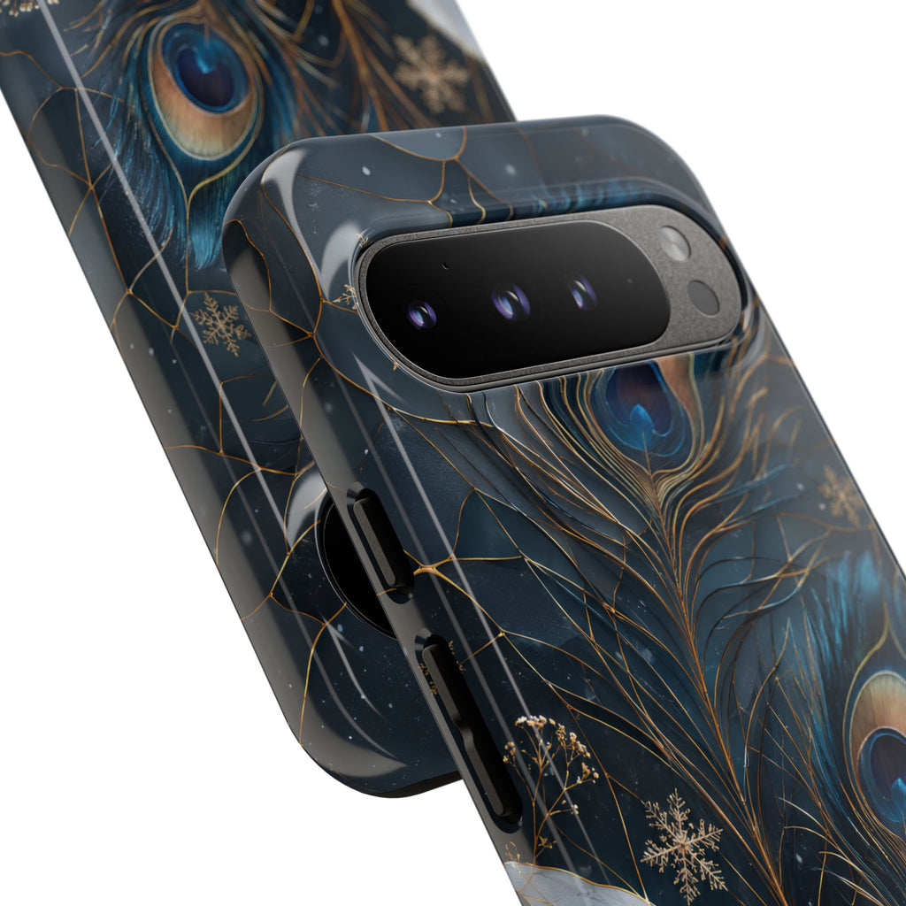 Peacock Feather Google Pixel Phone Case | Blue Gold Phone Case