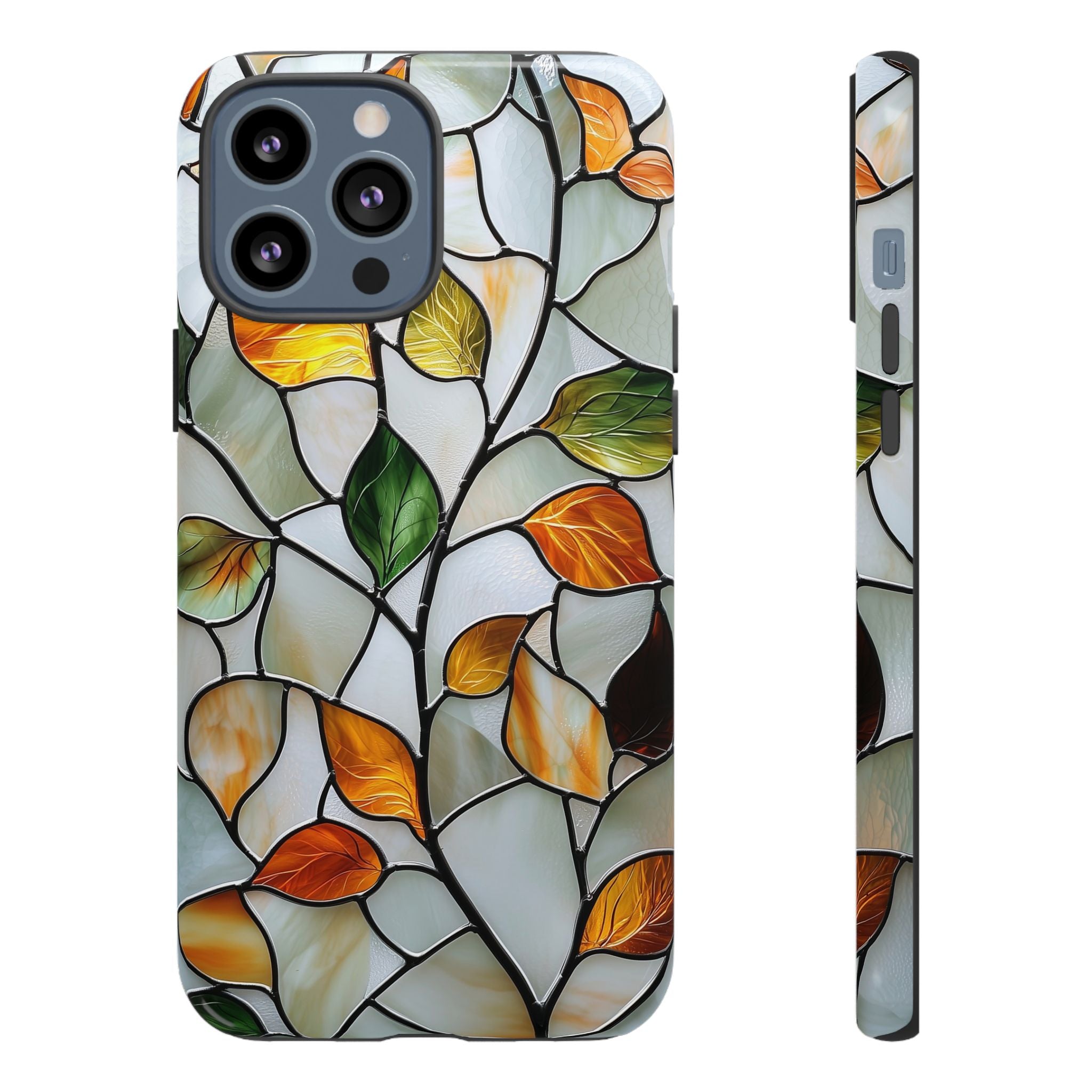 Stained Glass Autumn Leaves Mosaic iPhone Case