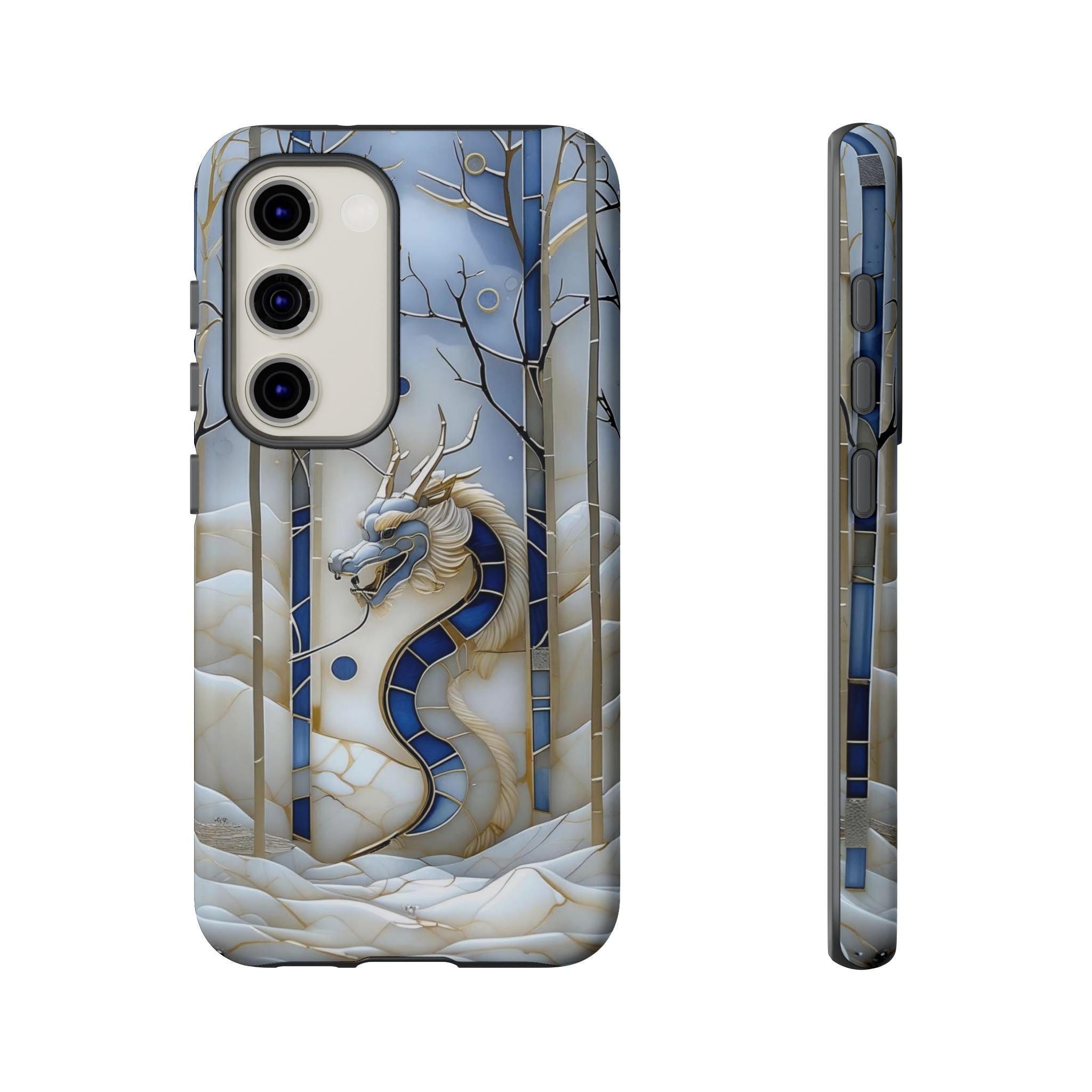 Dragon Stained Glass Samsung Galaxy Case — Blue Winter Forest Protective Cover