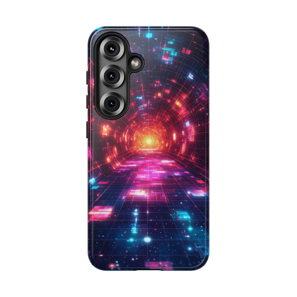 Neon Tunnel Tough Samsung Galaxy Case — Retro Futuristic Galaxy Design