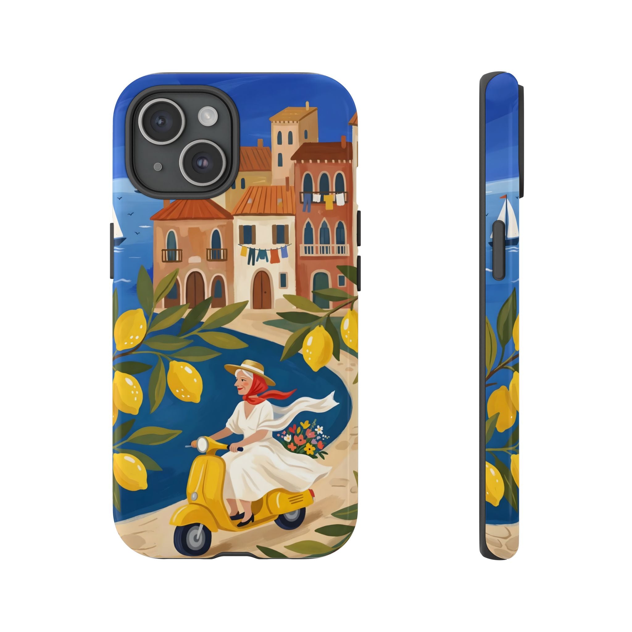 Lemon Coast Scooter iPhone Case | Mediterranean Vespa Travel Design