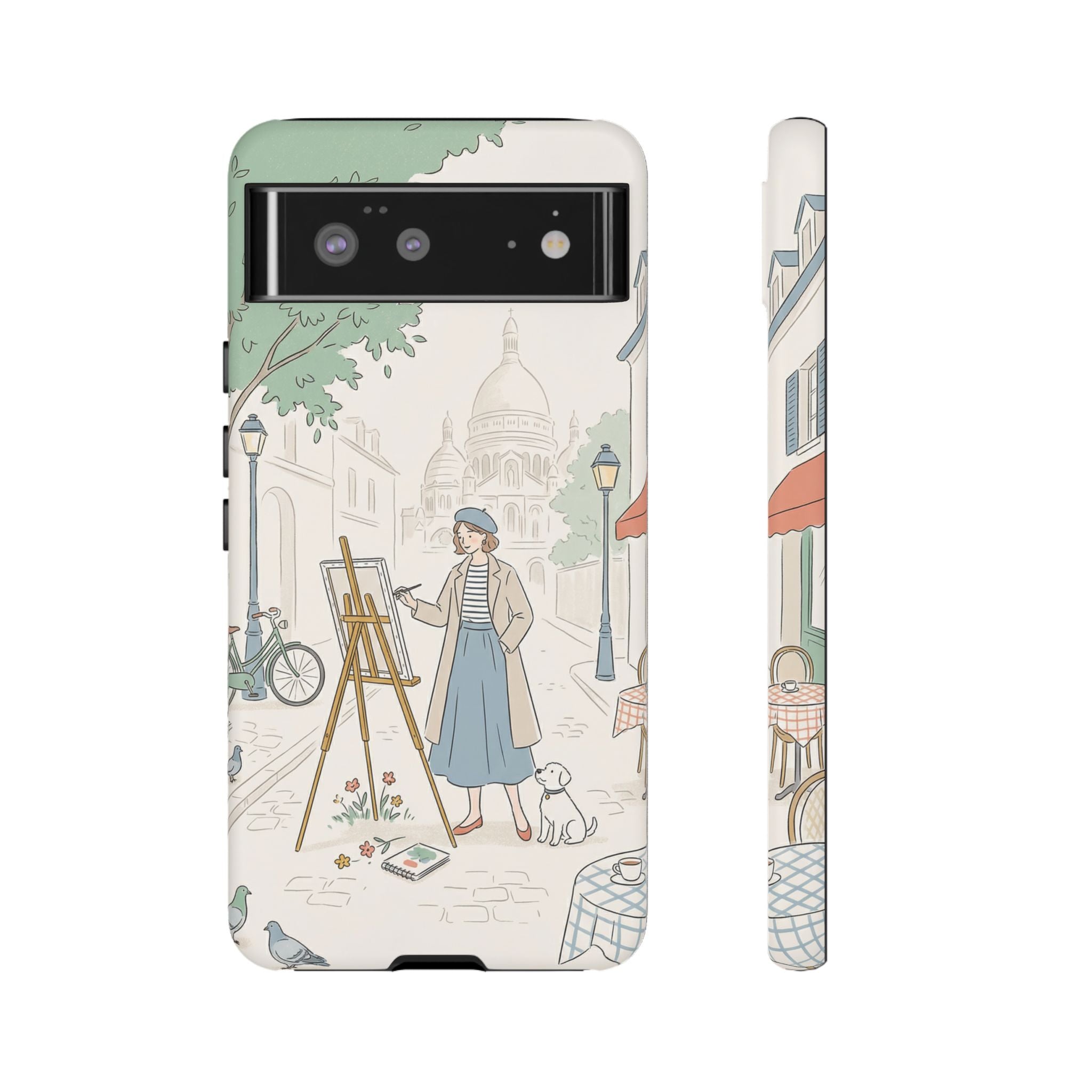 Artist in Paris Google Pixel Phone Case | Vintage Painter Street Scene Protective Cover
