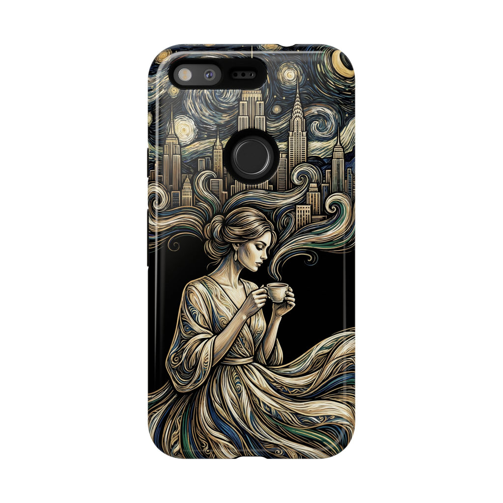 Custodia per telefono Google Pixel "Donna paesaggio urbano vintage"