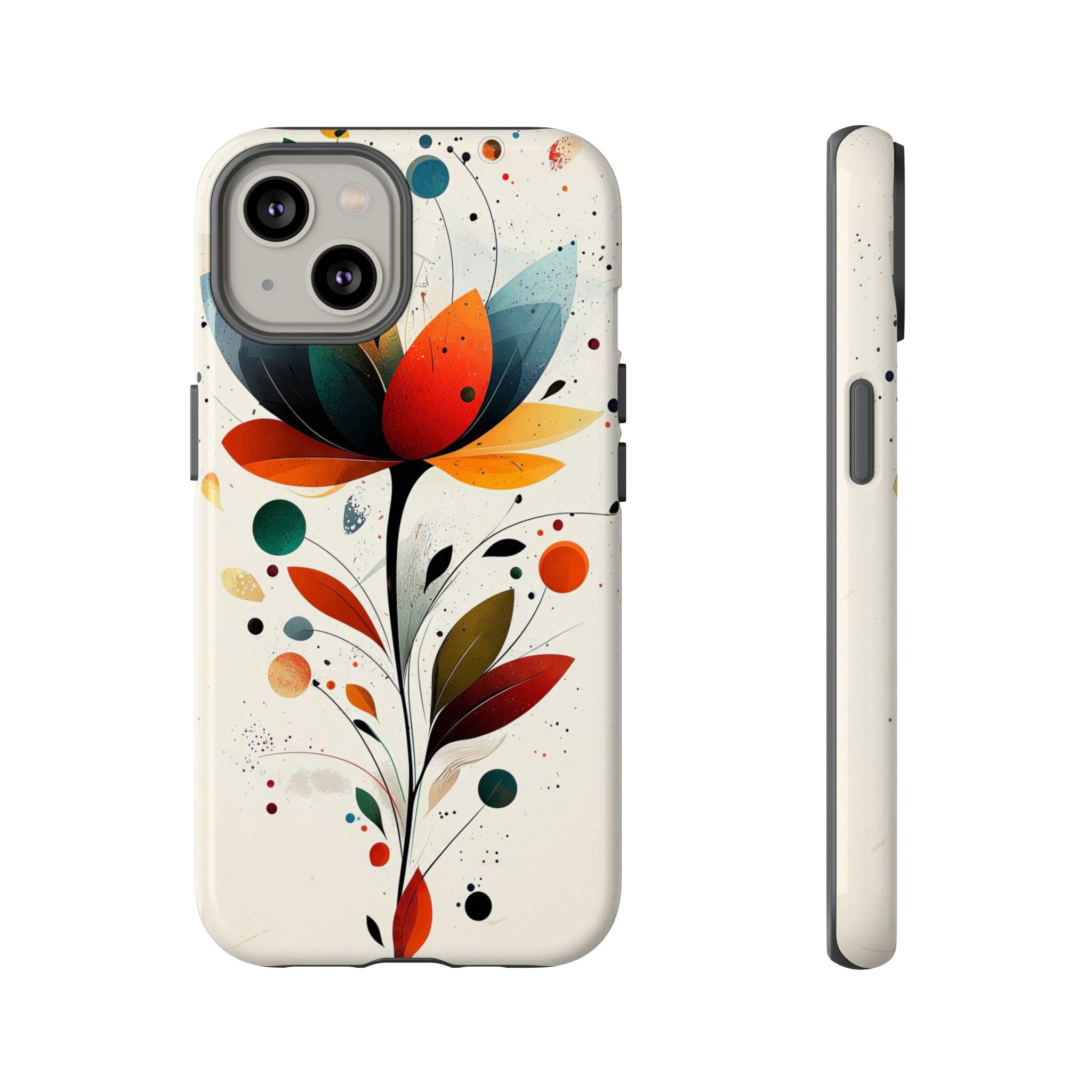 Floral Abstract Tough iPhone Case | Colourful Lotus Art Protective Cover