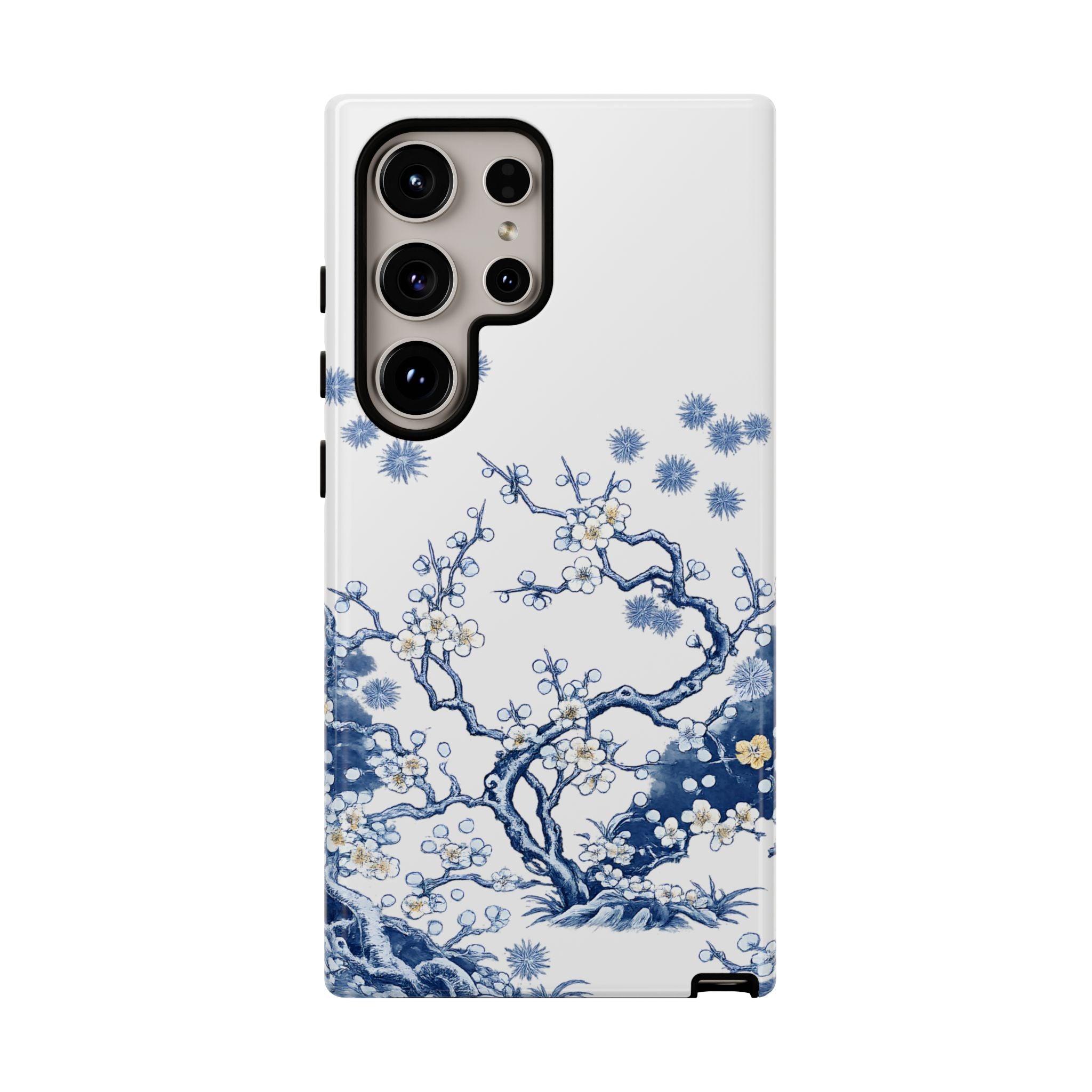 Vintage Blue White Porcelain Samsung Galaxy Phone Case | Chinoiserie Floral Tough Cover