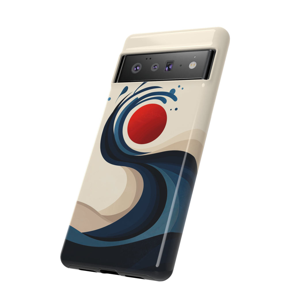 Abstract Wave Google Pixel Case | Red Sun Ocean Art