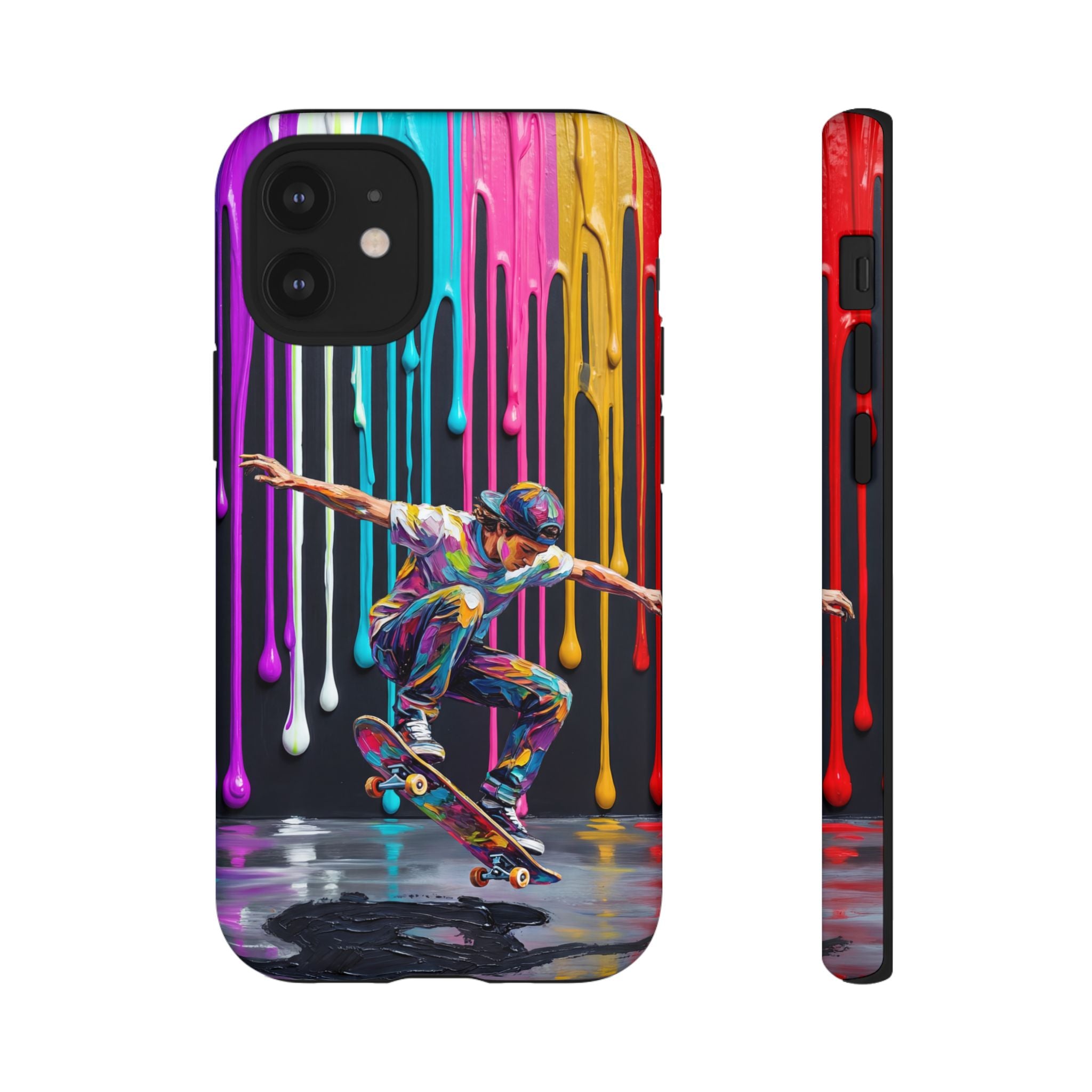 Colourful Drip Art Skateboarder Splash iPhone Case