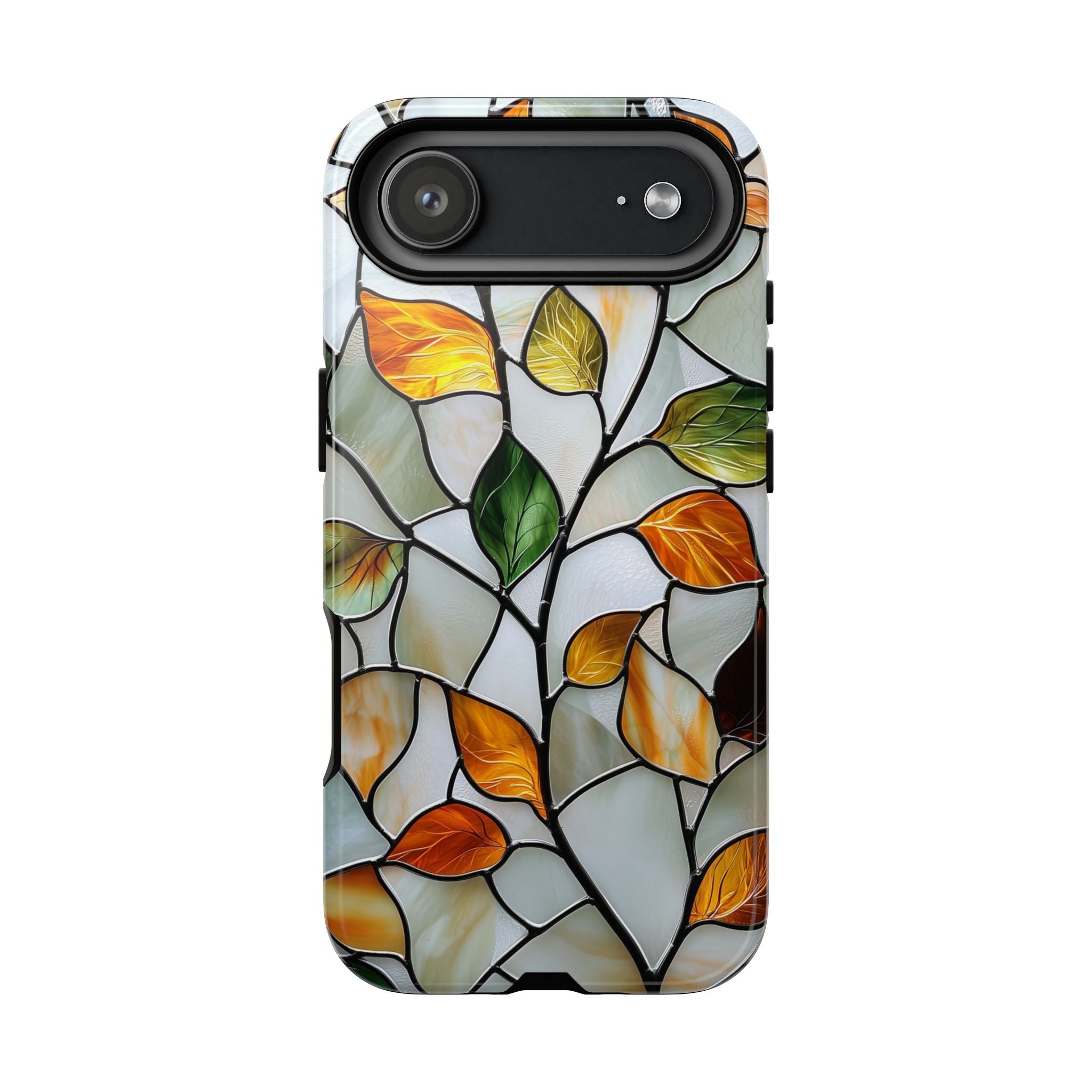Stained Glass Autumn Leaves Mosaic iPhone Case