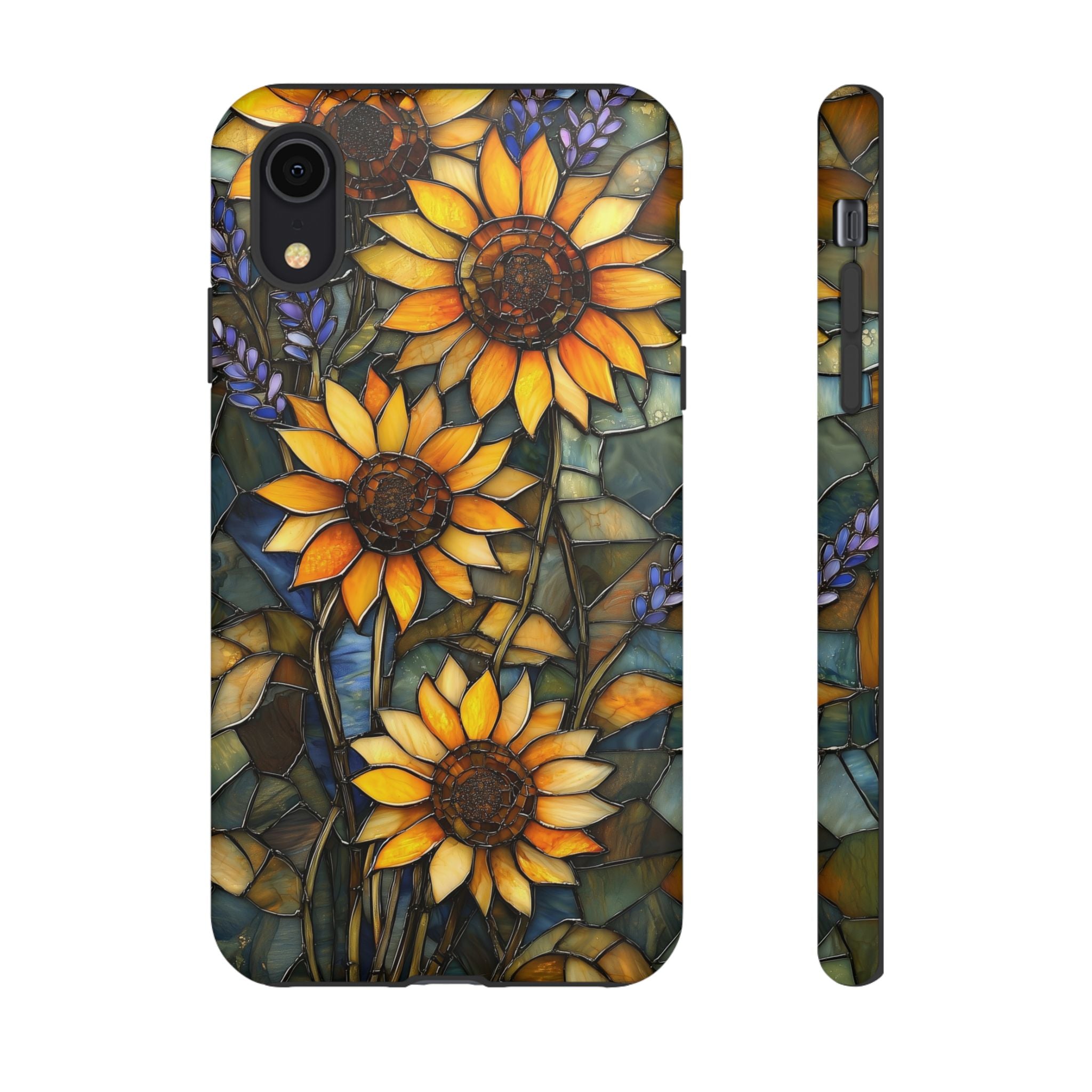 Sunflower Stained Glass Tough iPhone Case | Floral Protective Cover