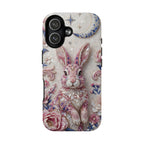 Custodia iPhone "Coniglio Lunare Floreale" Resistente MagSafe | Cover Protettiva Coniglio Boho Rosa