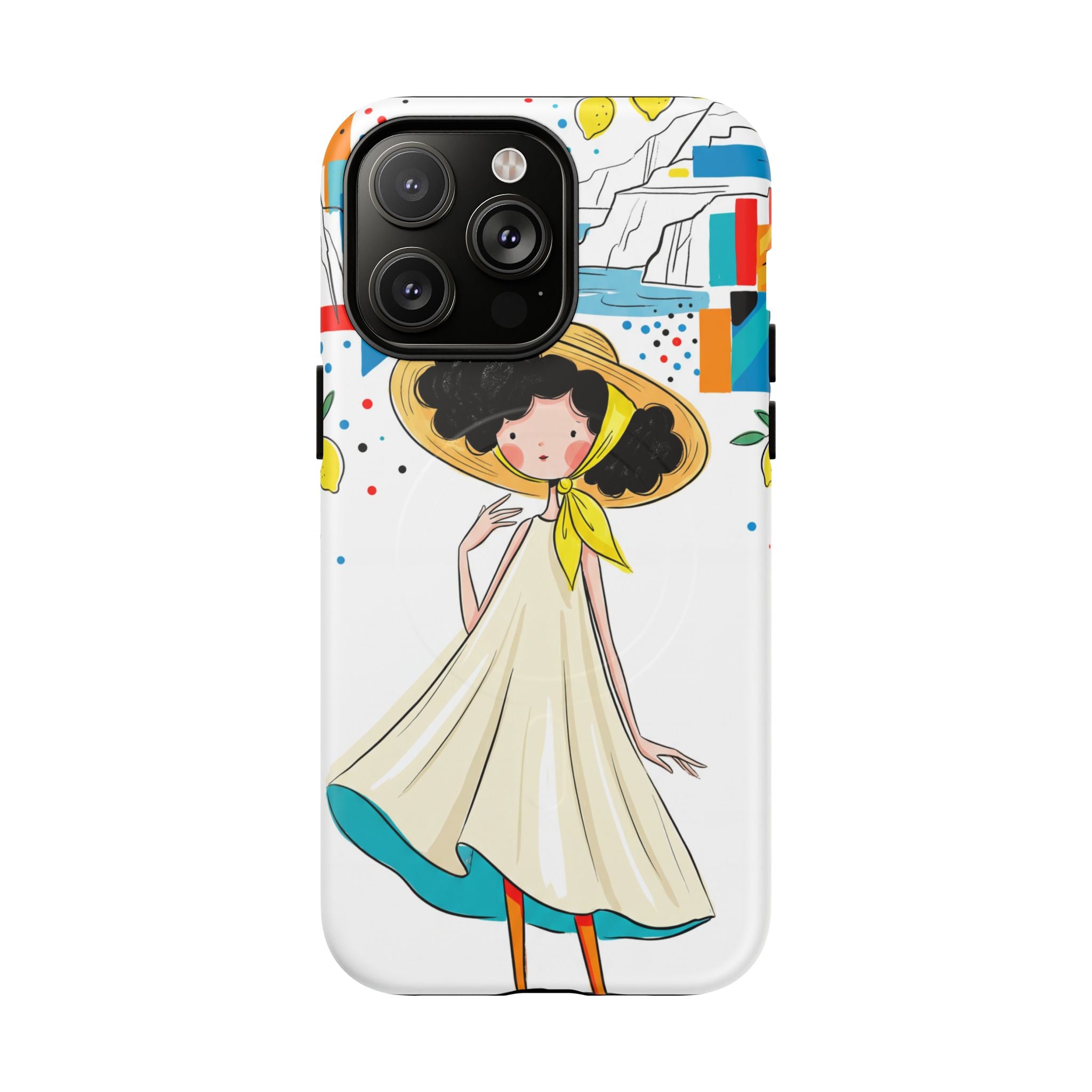 Cute Summer Girl MagSafe iPhone Case | Whimsical Coastal Illustration Protective Case