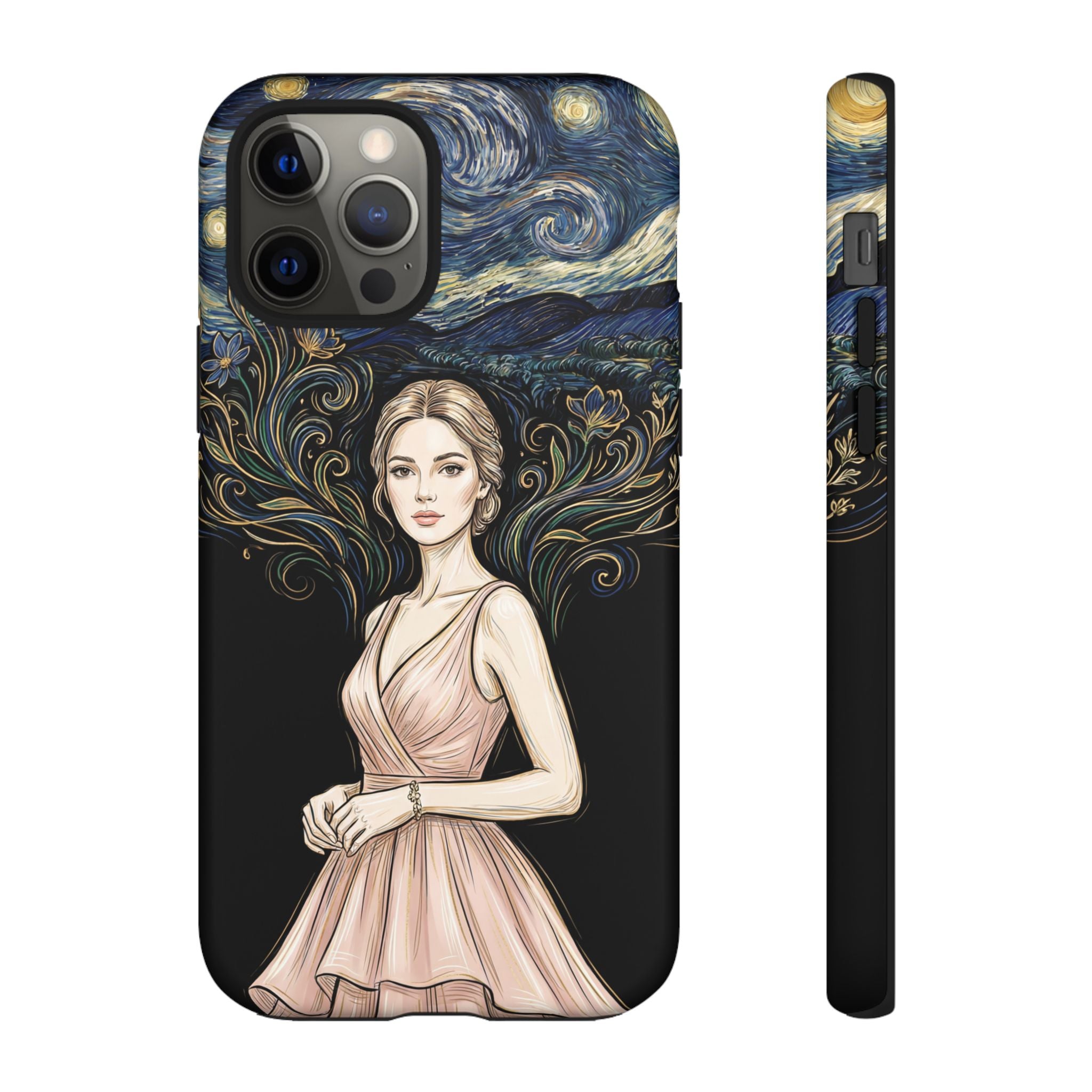 Art Nouveau Starry Night iPhone Case | Elegant Woman Illustration Tough Case