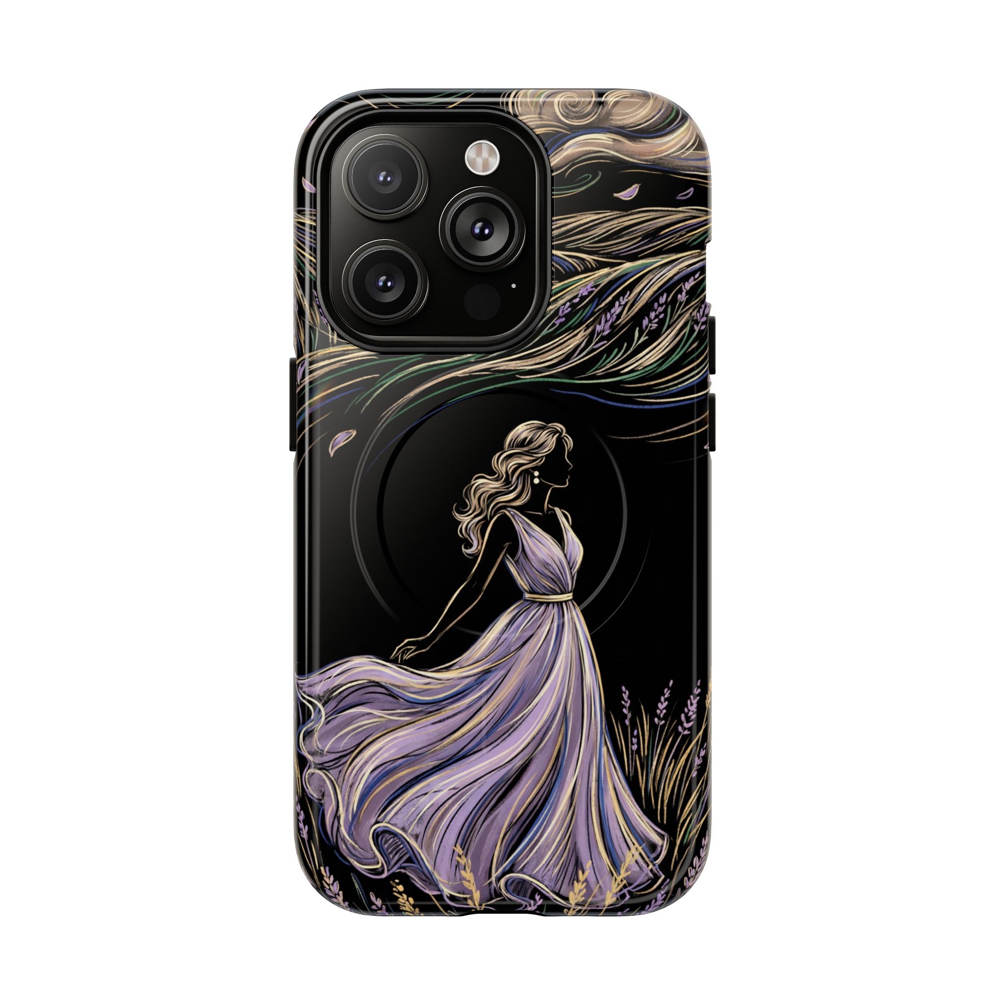 Lavender Breeze MagSafe iPhone Case | Elegant Dancing Woman Floral Protection