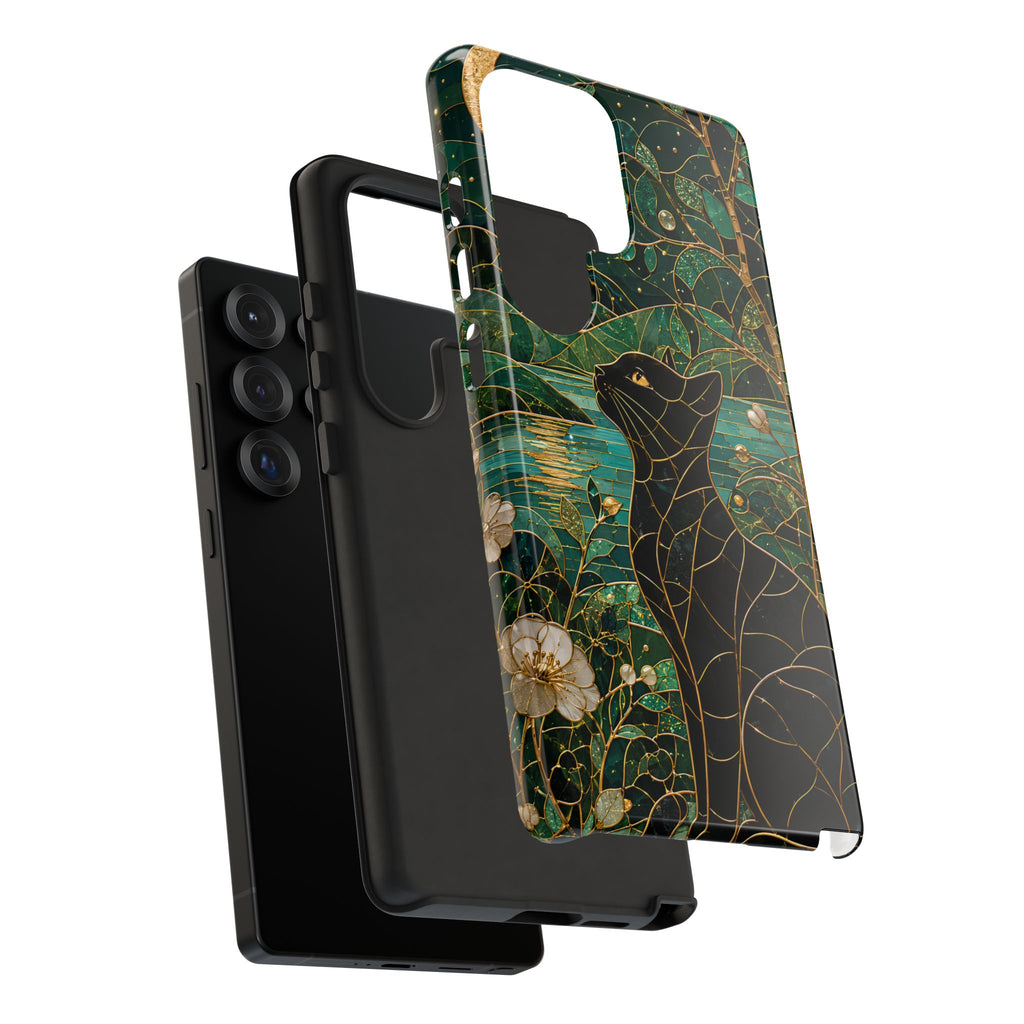 Black Cat Samsung Galaxy Phone Case | Enchanted Cat Art Cover