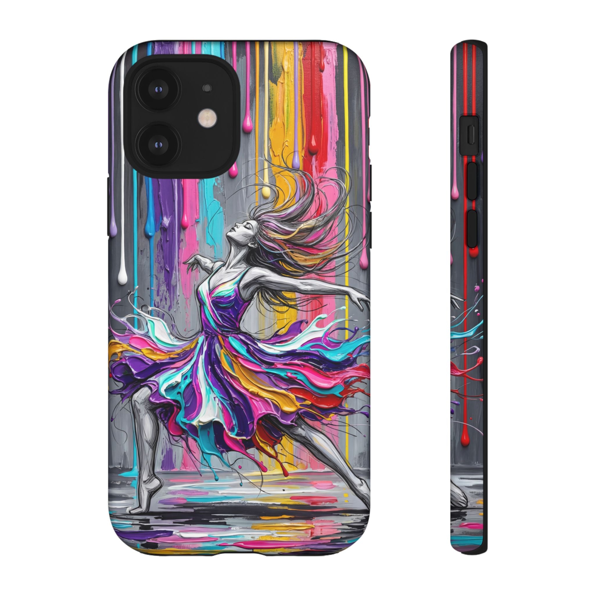 Colorful Dancer Tough iPhone Case | Vibrant Drip Art Protective Cover