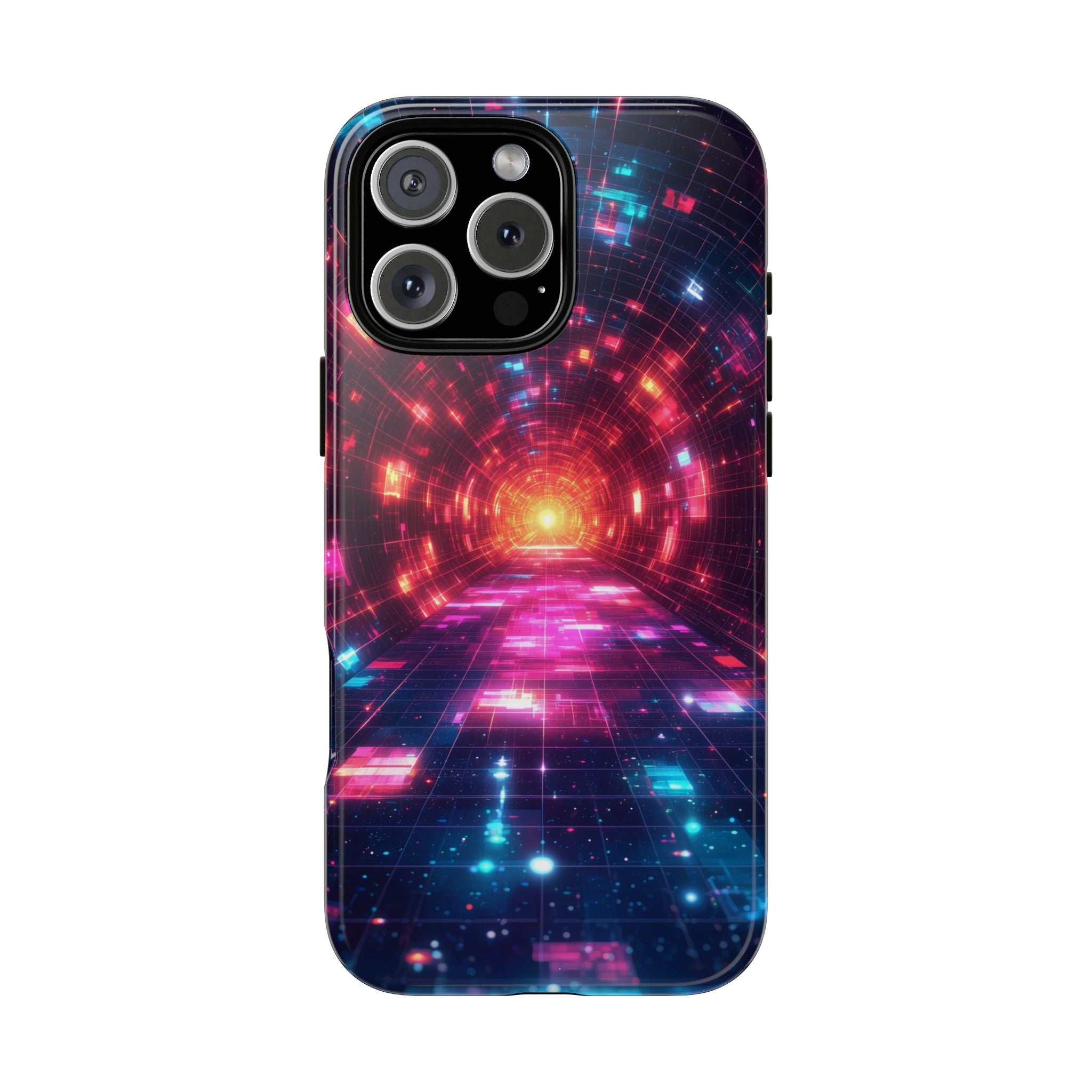 Neon Tunnel Tough iPhone Case — Retro Futuristic Galaxy Design