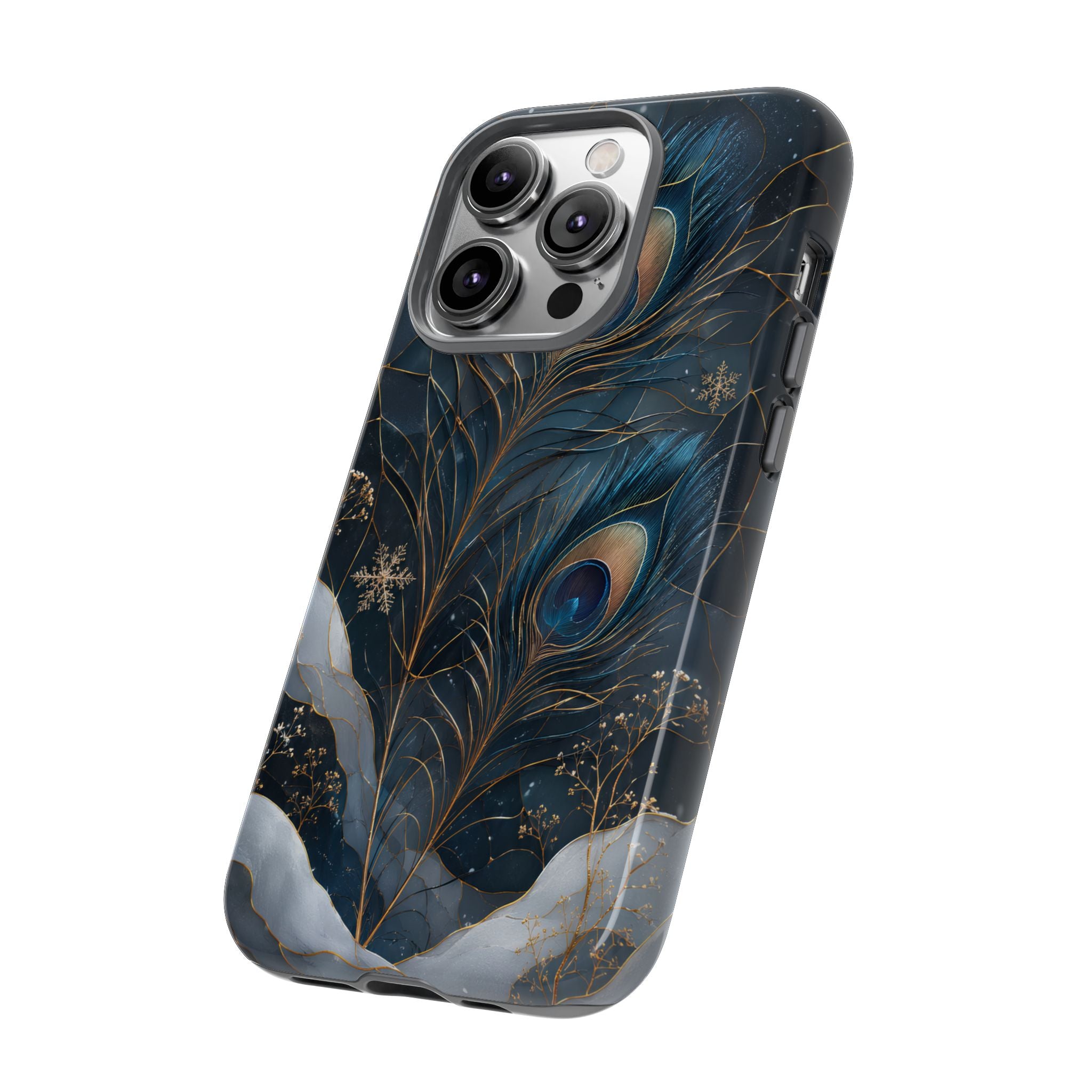 Peacock Feather iPhone Case | Blue Gold iPhone Case