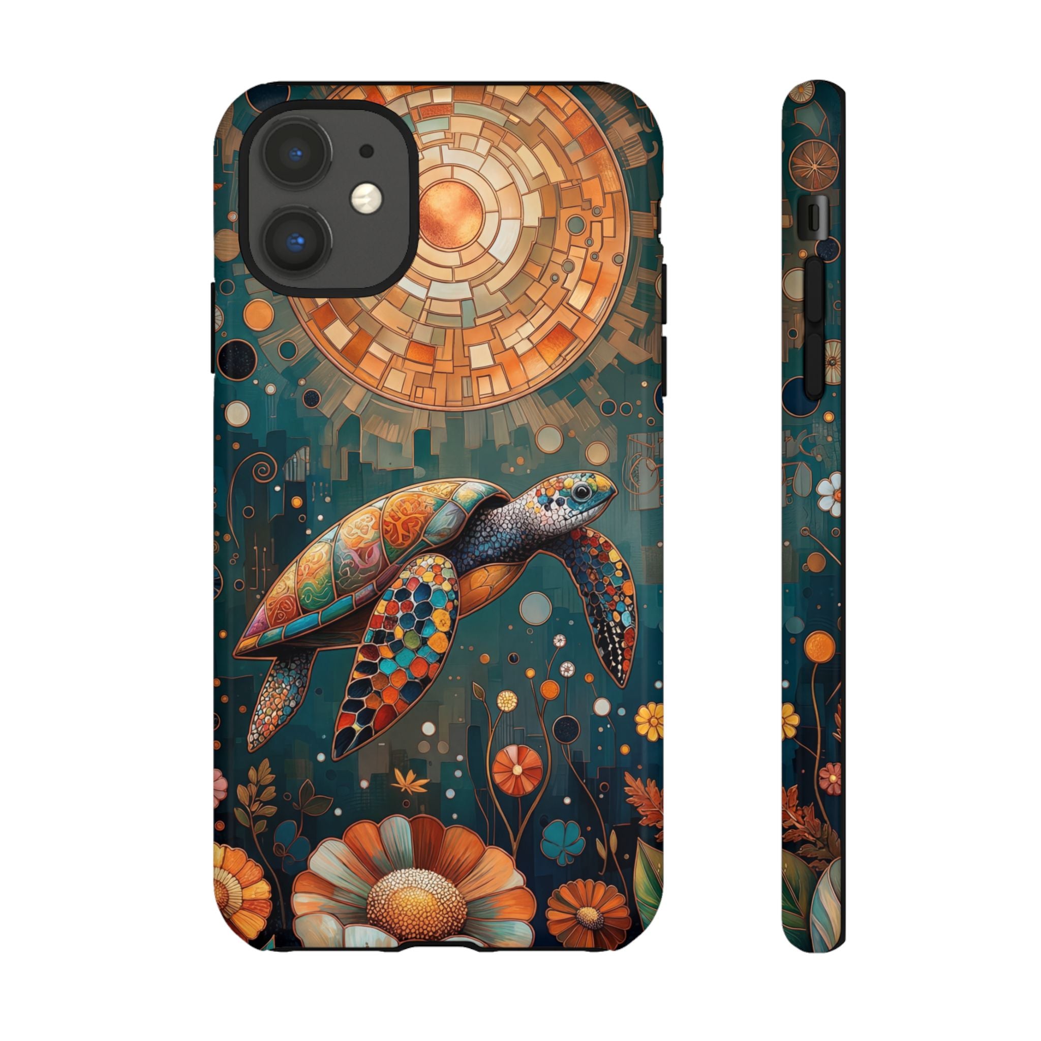 Sea Turtle Mosaic iPhone Case | Artistic Ocean Nature Protective Cover