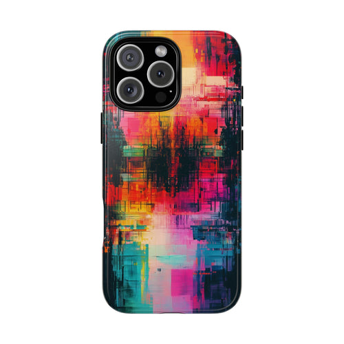 Abstract Neon Glitch Art Tough iPhone Case