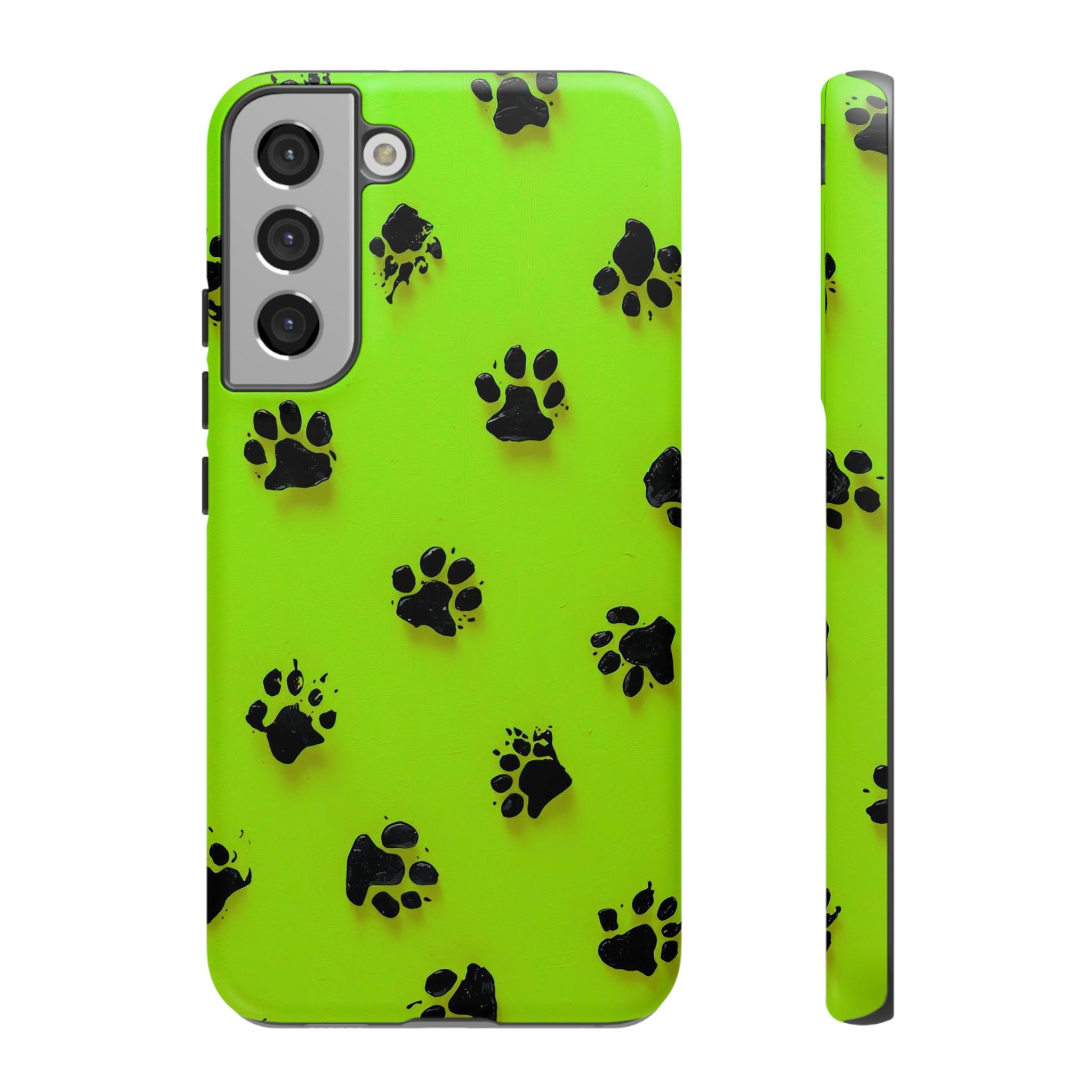 Neon Paw Print Tough Samsung Galaxy Case — Shockproof Pet Lover iPhone Cover