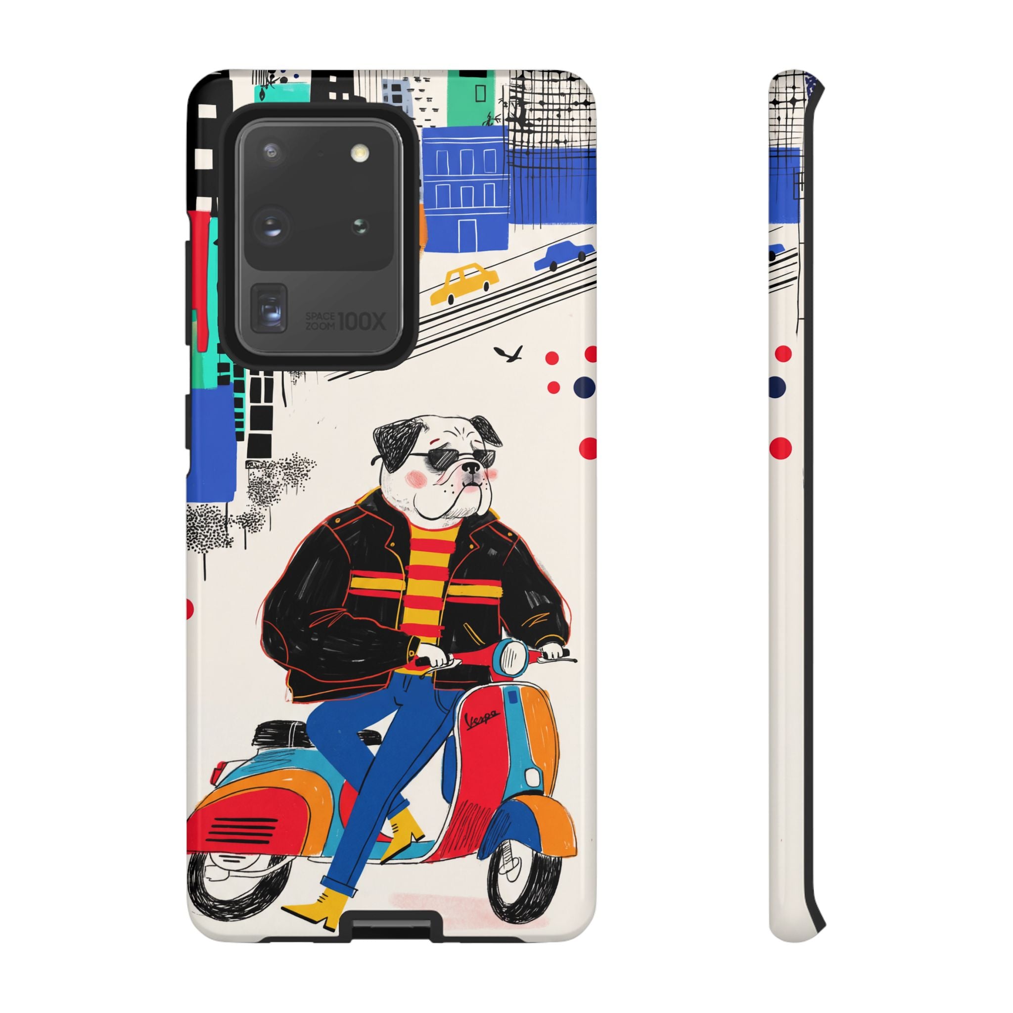 Bulldog Vespa Samsung Galaxy Phone Case | Retro Scooter Dog Protective Cover
