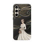 Elegant Woman Illustration Samsung Galaxy Phone Case | Vintage Bride in Flowing Gown