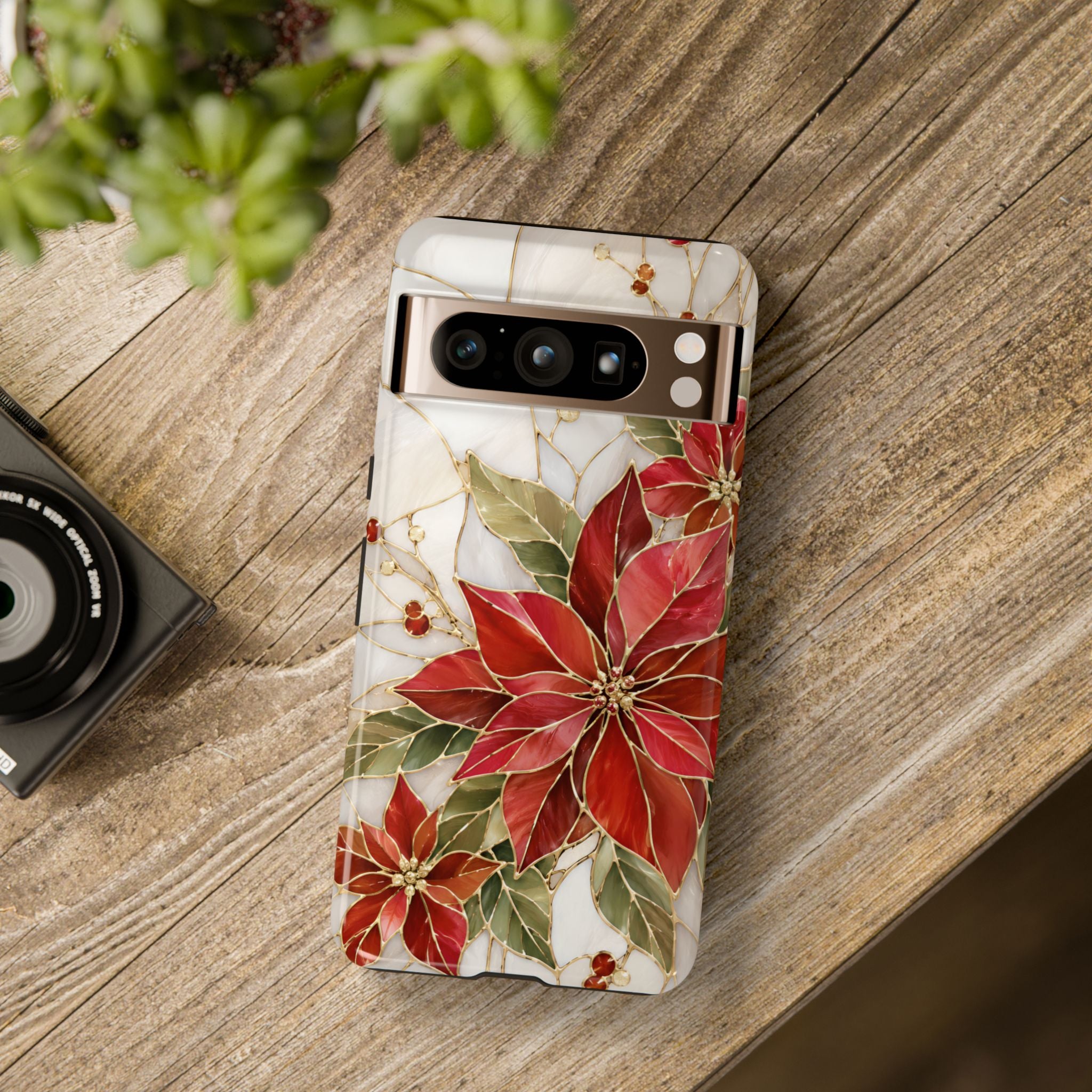Poinsettia Google Pixel Phone Case | Christmas Floral Cover