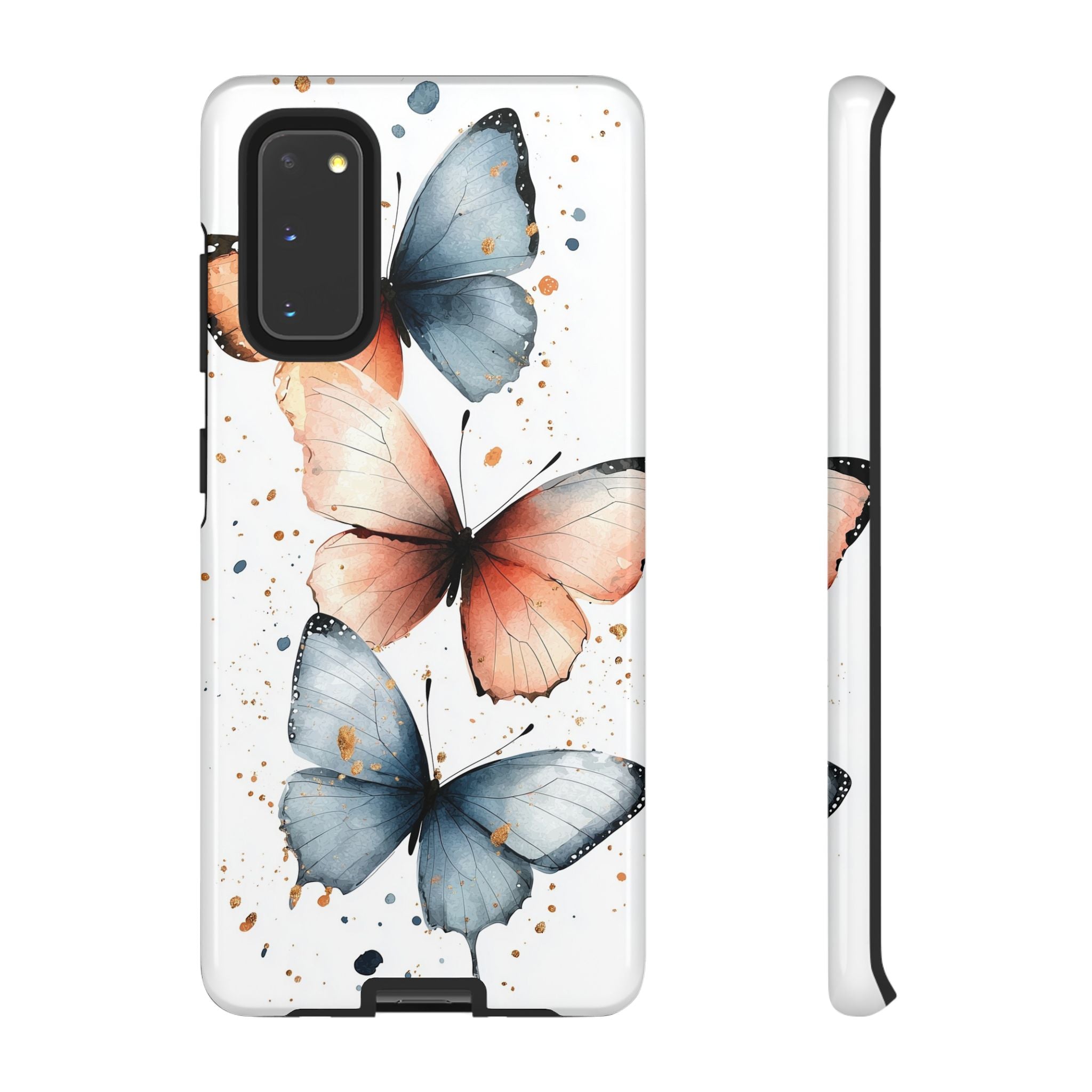 Watercolour Blue & Peach Butterfly Tough Samsung Galaxy Case