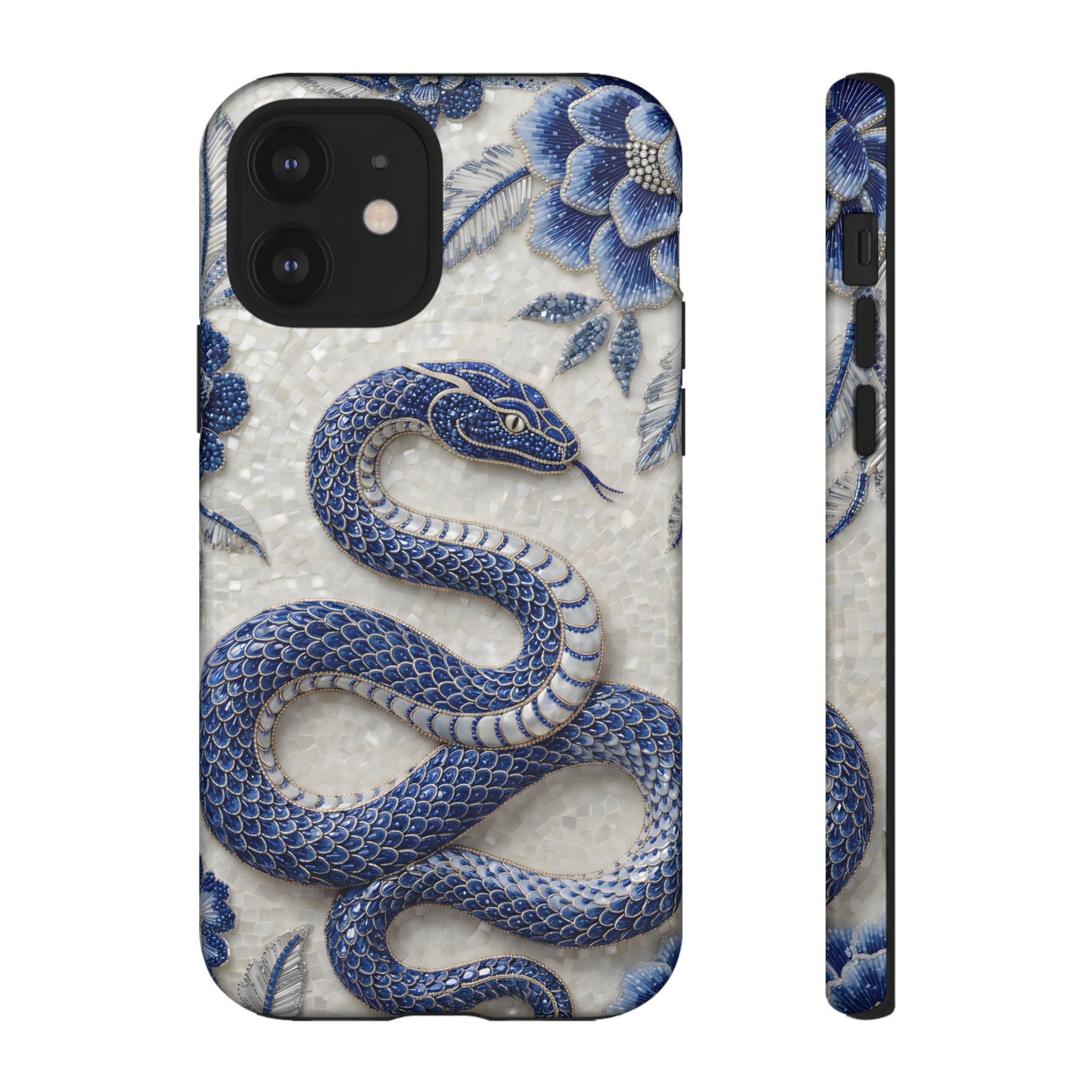 Asian Zodiac Snake iPhone Case | Blue & White Porcelain Slim Shockproof Case | Year of the Snake