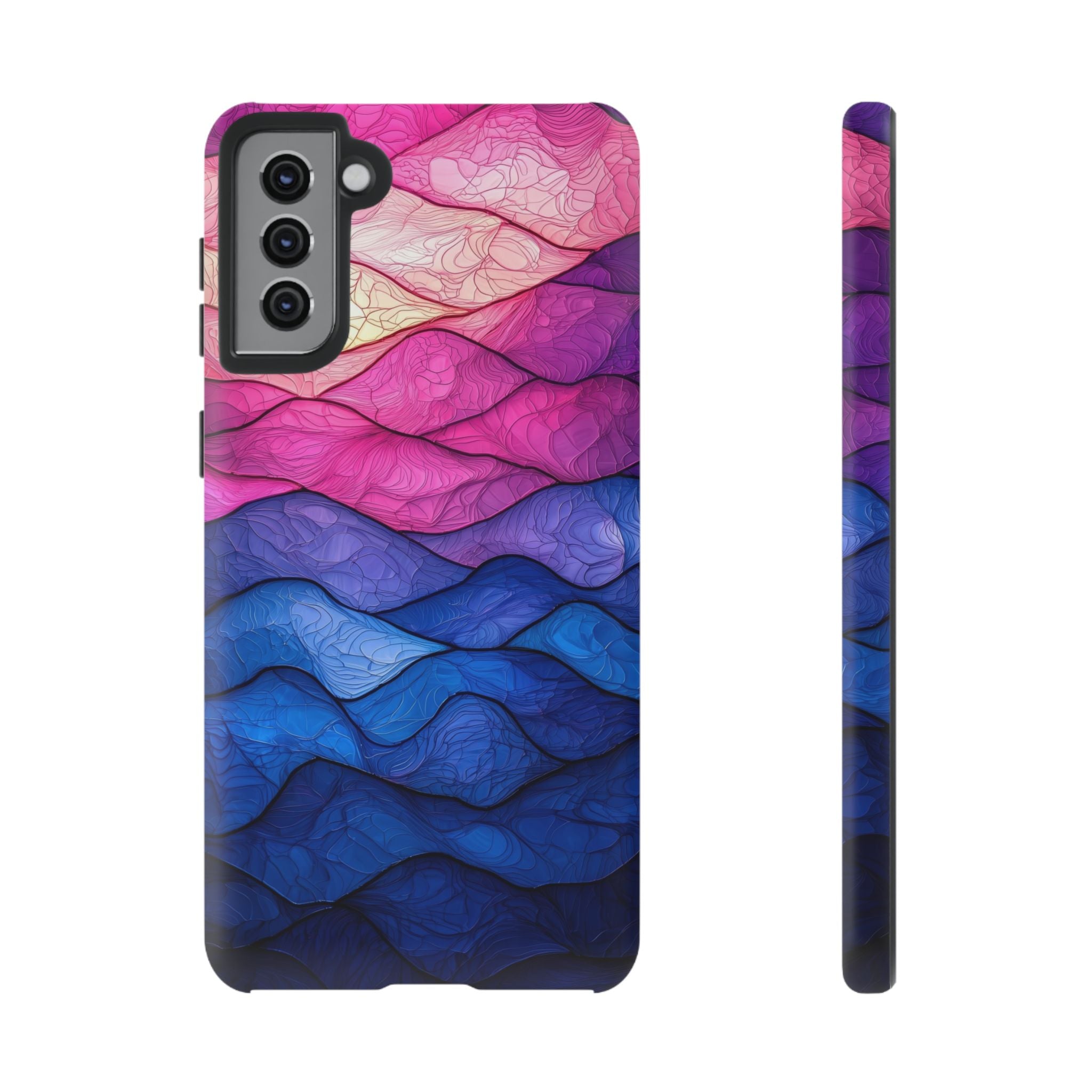 Abstract Ocean Waves Samsung Galaxy Case — Pink & Blue Gradient Tough Case