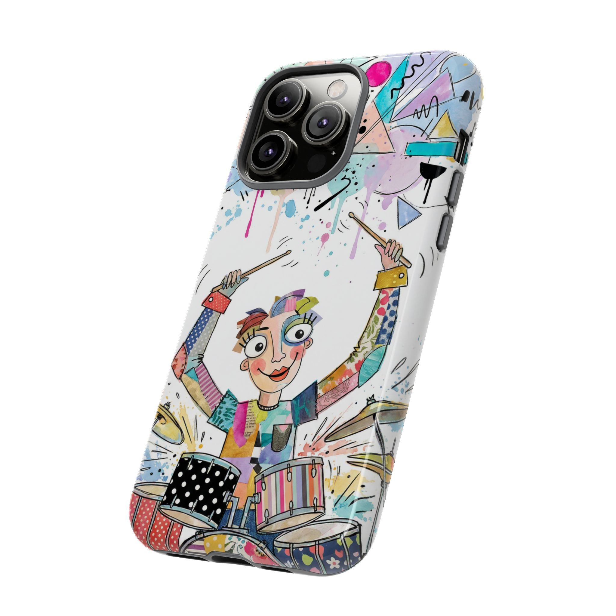Drummer Boy iPhone Case | Colorful Cartoon Drum Kit Protective Cover