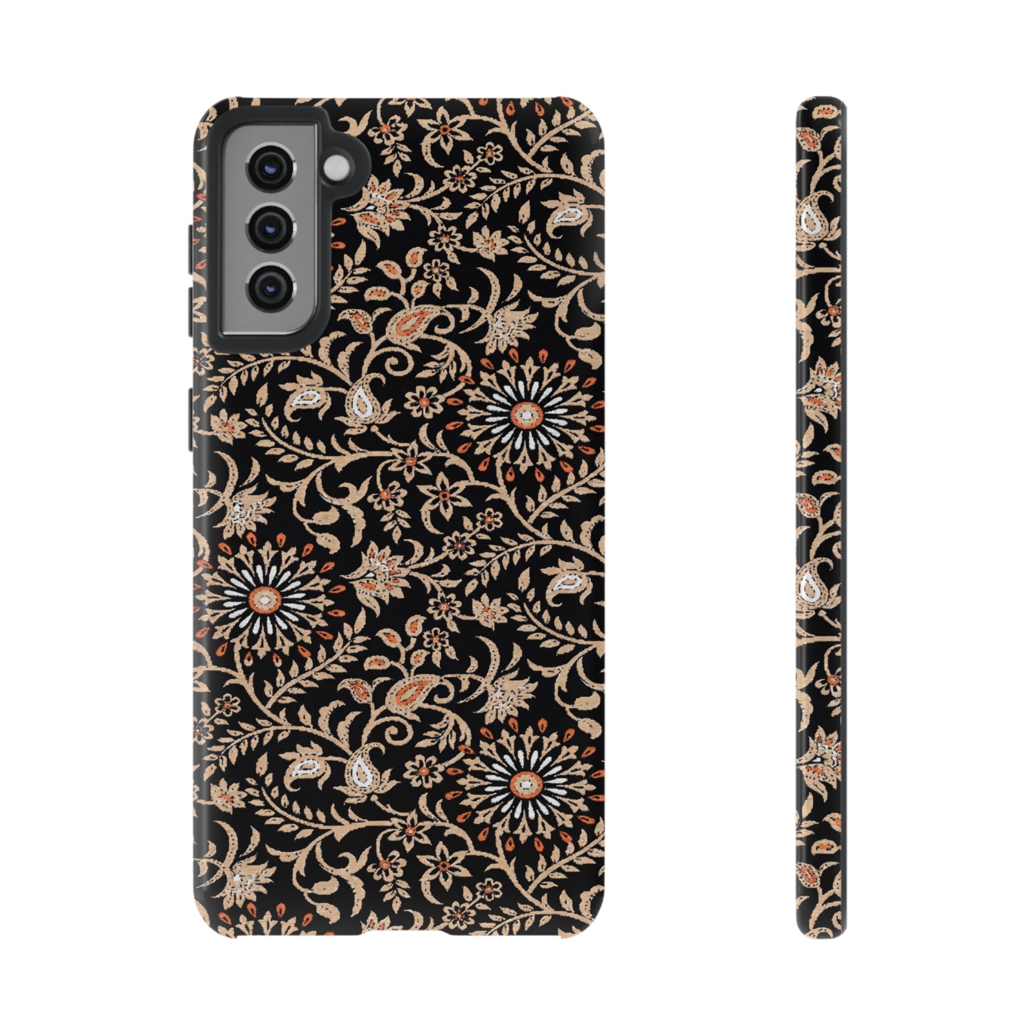 Batik Floral Black Ornate Daisies Tough Samsung Galaxy Case