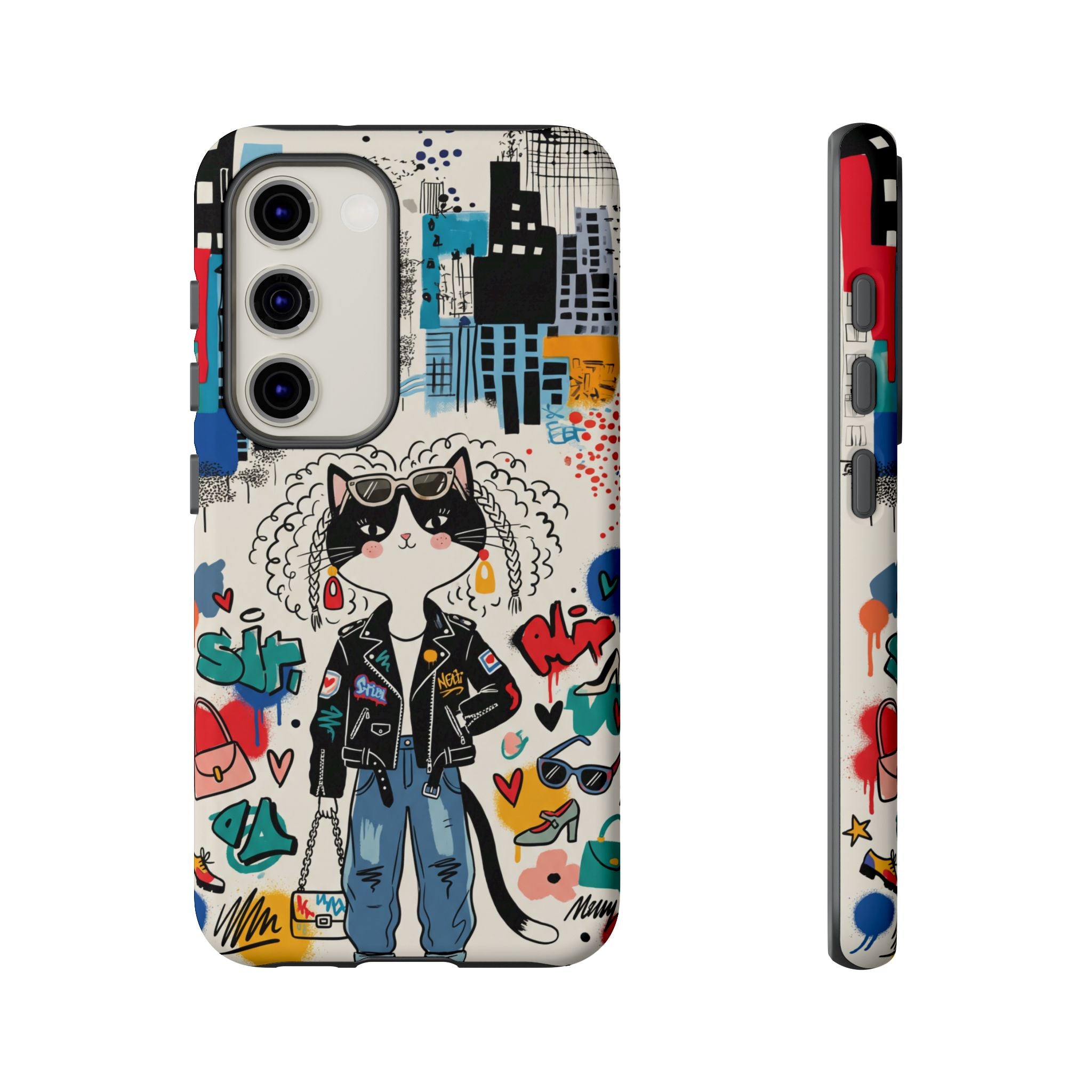 Punk City Cat Graffiti Design Samsung Galaxy Phone Case