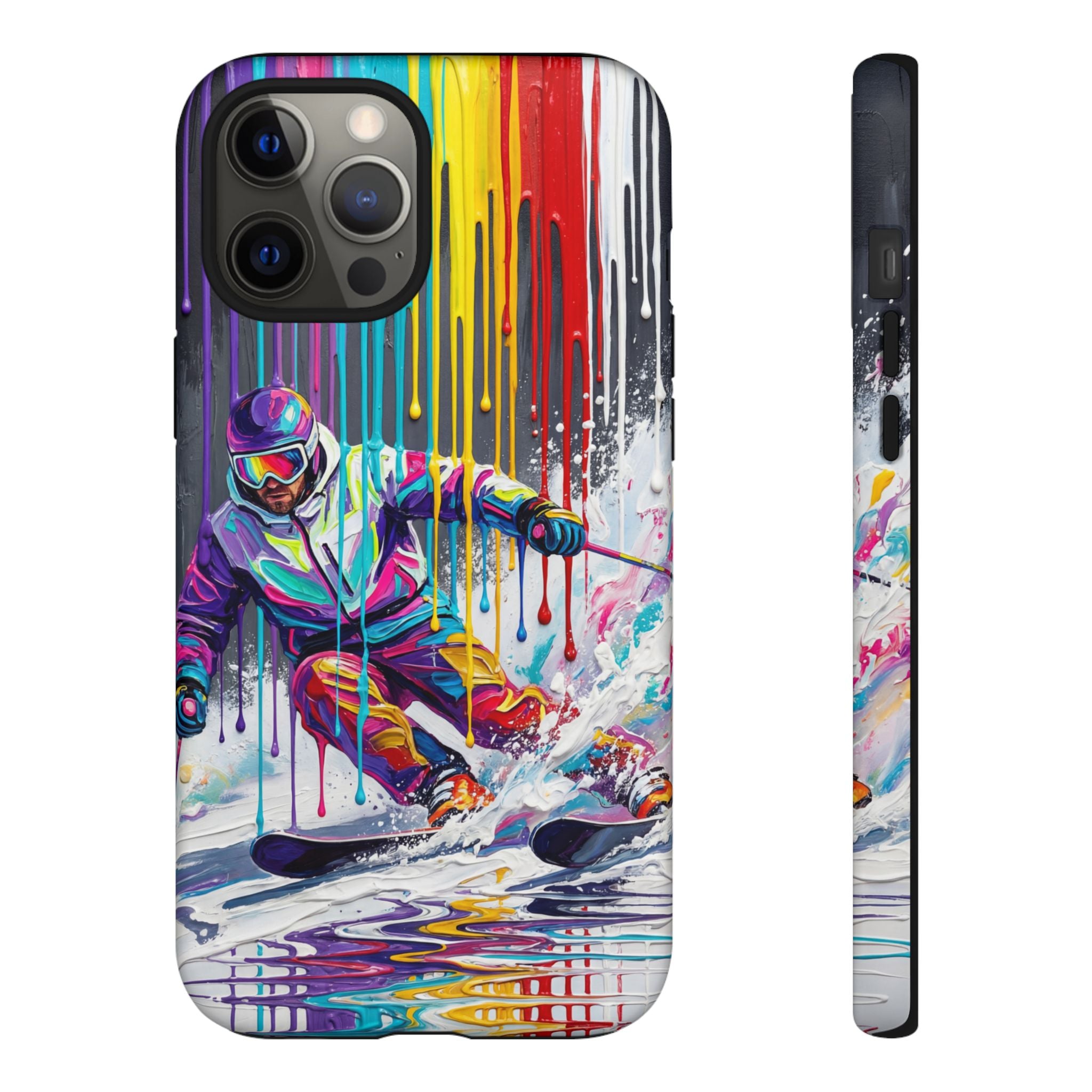 Colourful Skiing Drip Art Tough iPhone Case