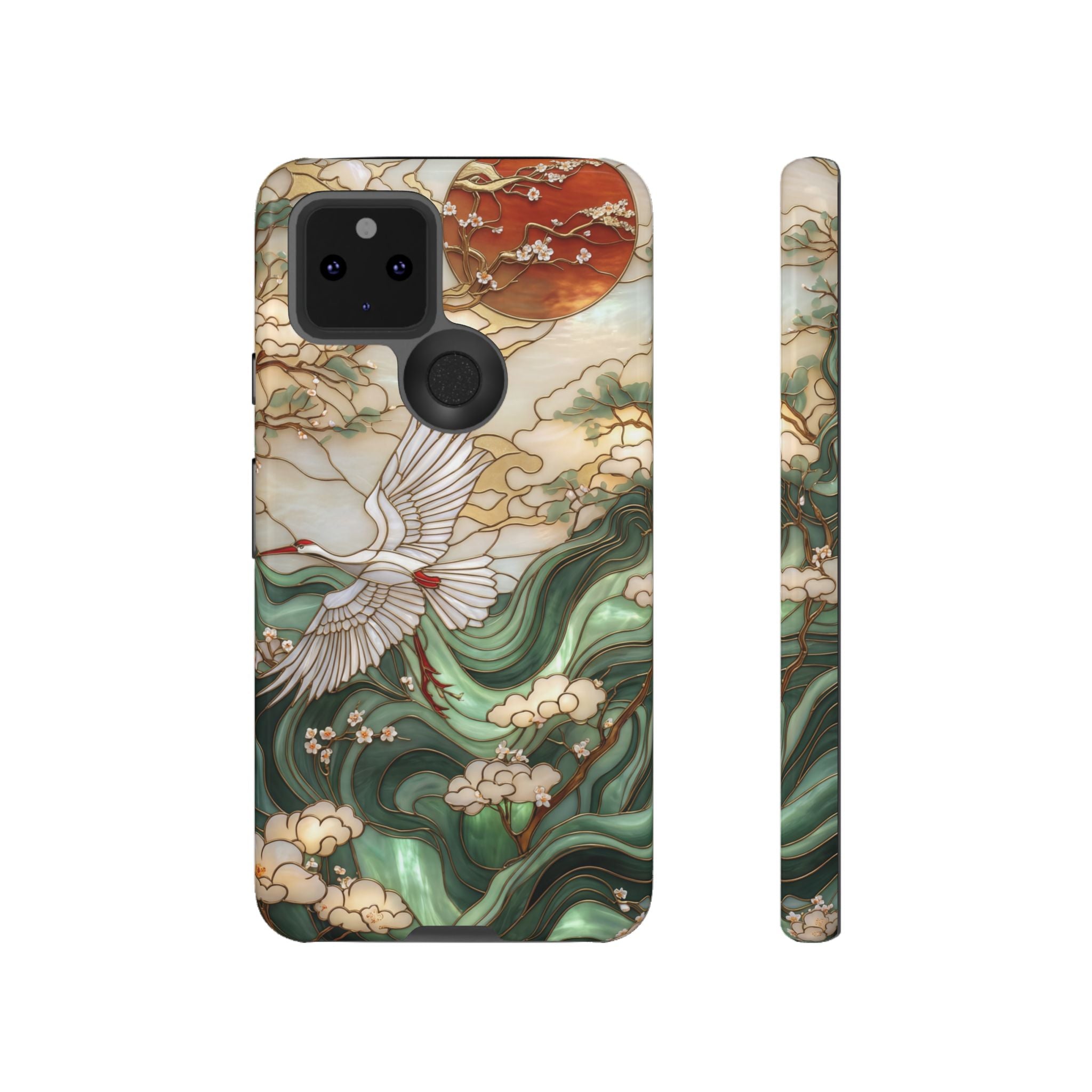 Cranes & Waves Protective Google Pixel Case | Japanese-Inspired Art Phone Cover
