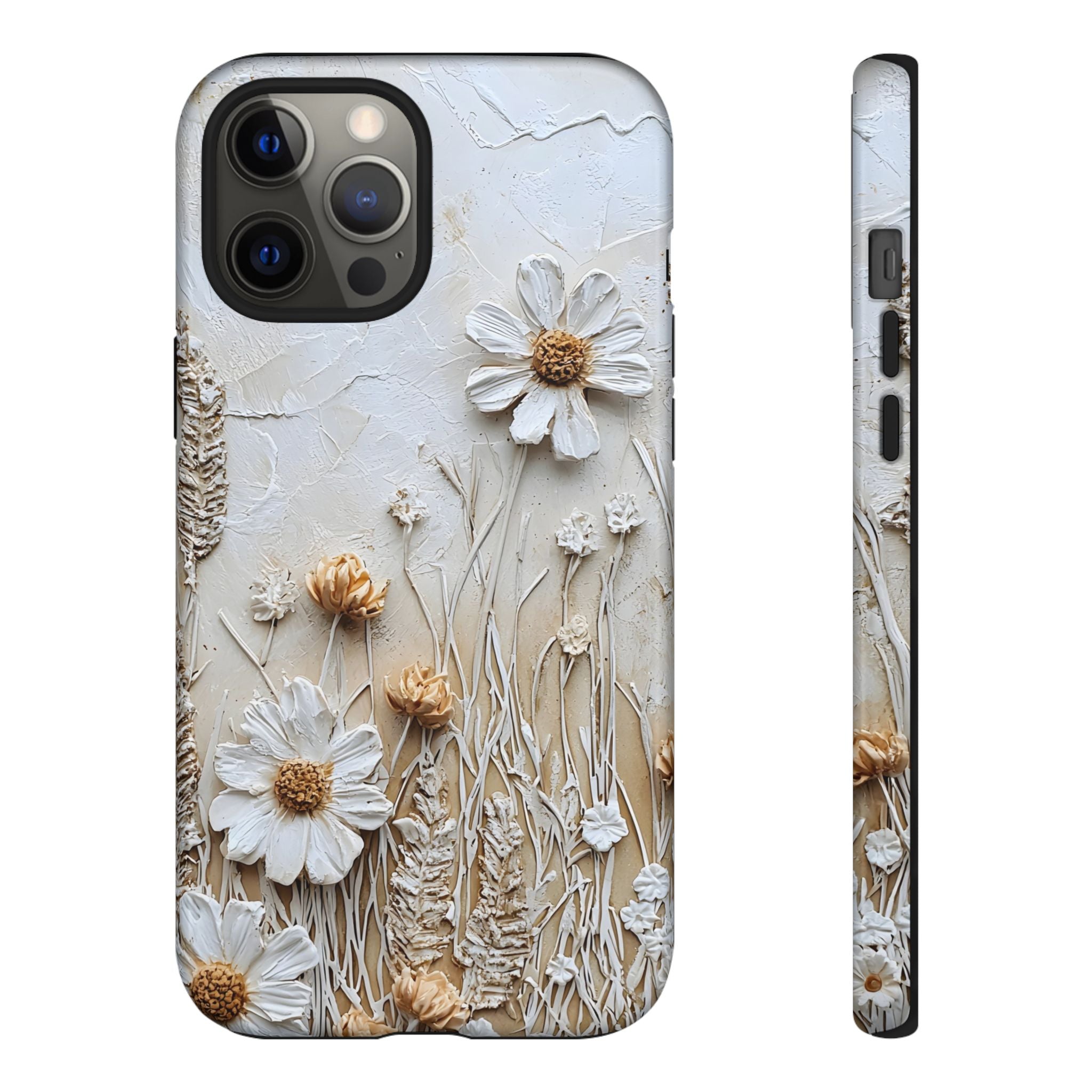 Textured Daisy Art Floral Relief iPhone Case