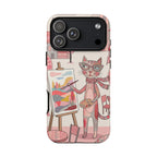 Artistic Cat iPhone Case | Painter Kitty Illustration Tough Case