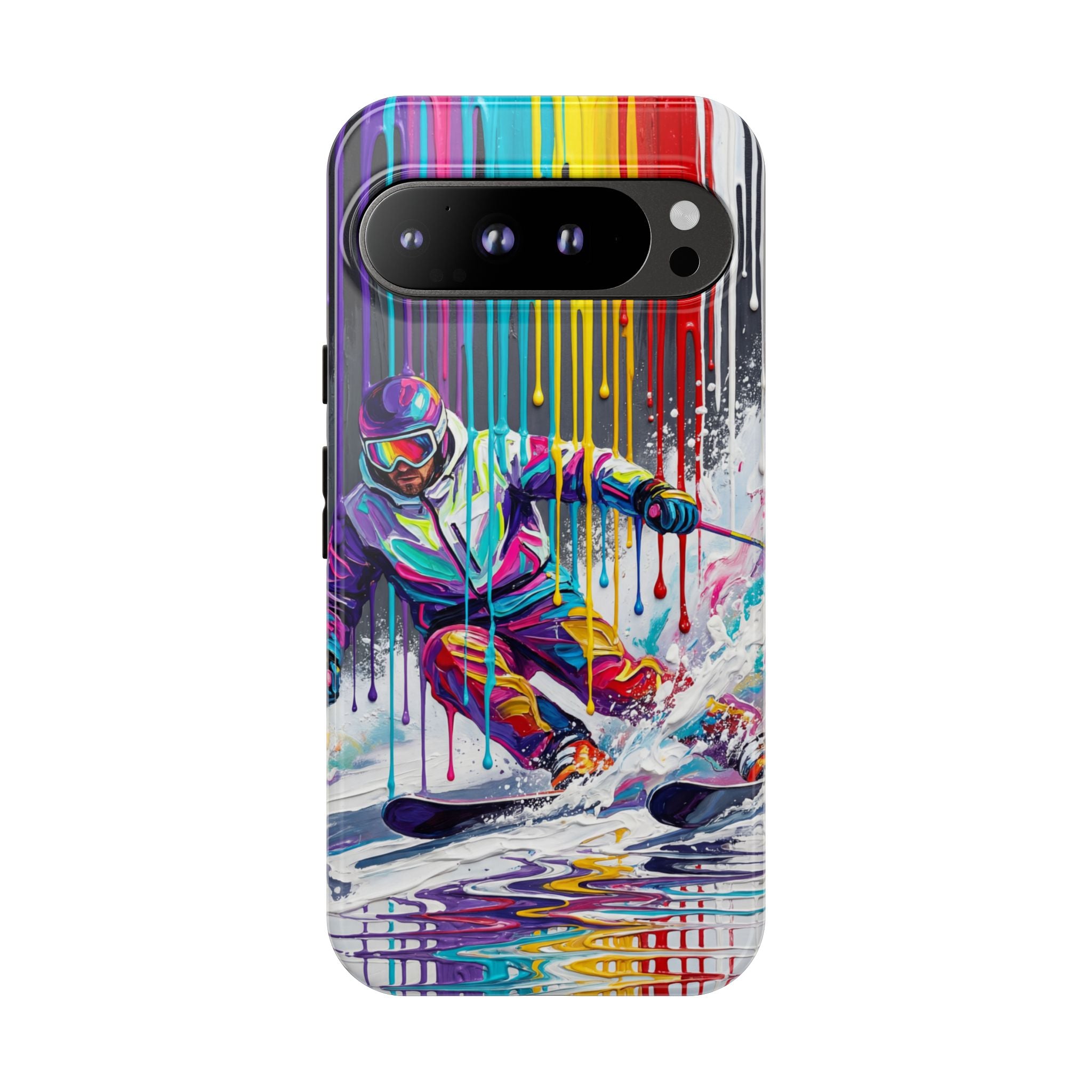 Colourful Skiing Drip Art Tough Google Pixel Phone Case