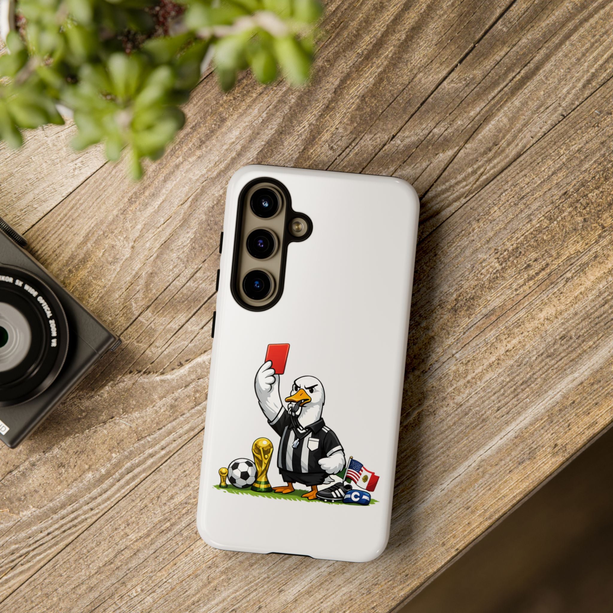 Funny Goose Referee Samsung Galaxy Phone Case | Soccer Red Card Art Cover